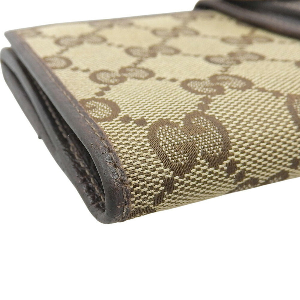 Gucci Beige Dark Brown Gg Canvas Long Wallet (Bi-Fold) (Pre-Owned)
