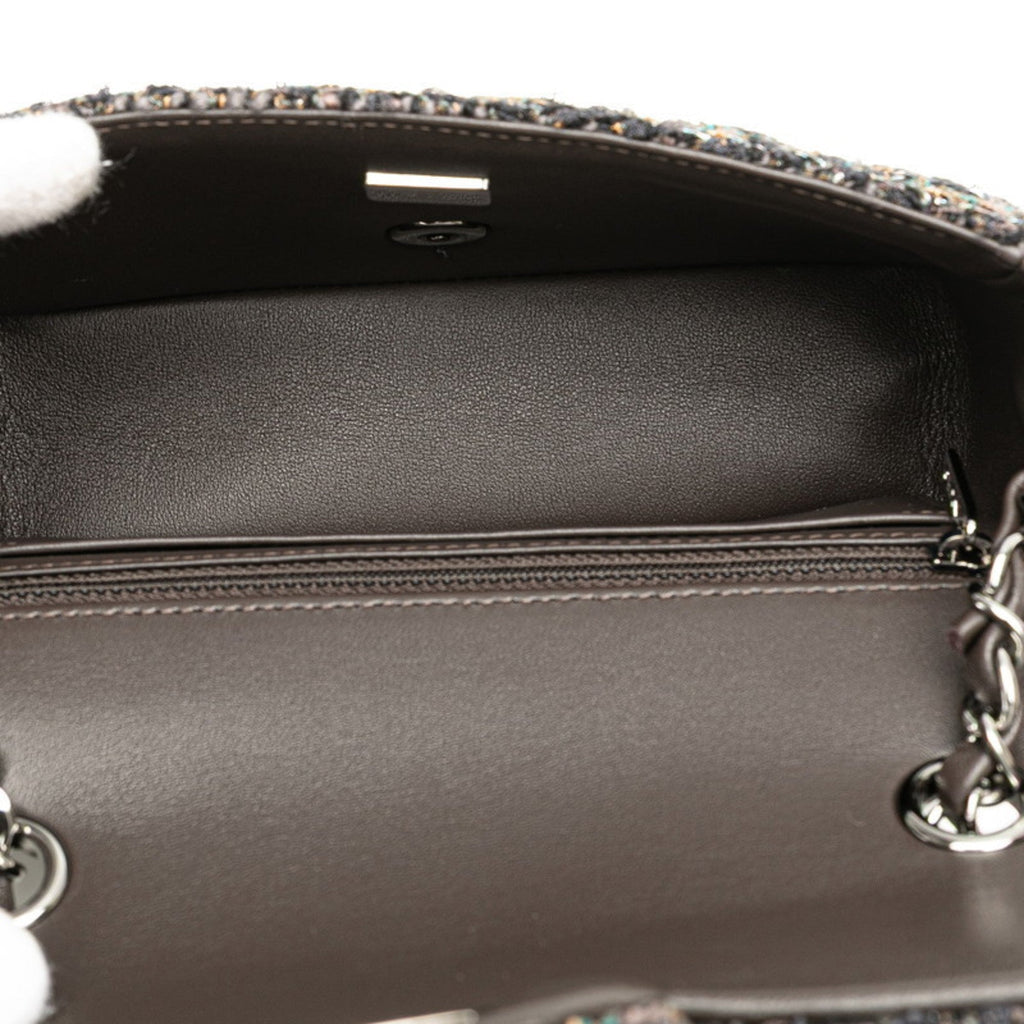 Chanel Gray Tweed Leather Shoulder Bag (Pre-Owned)