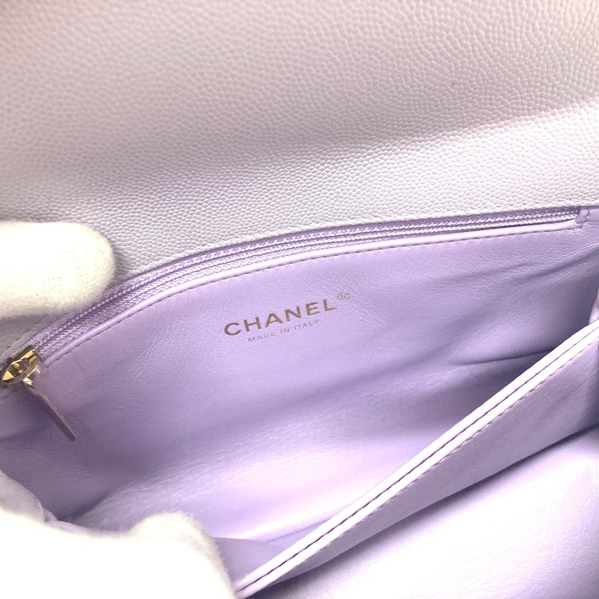 Chanel Purple Grained Calfskin Handbag Shoulder Bag (Pre-Owned)