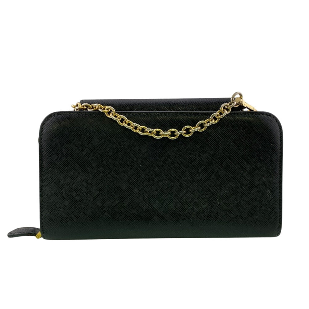 Prada Black Leather Chain/Shoulder Wallet (Pre-Owned)