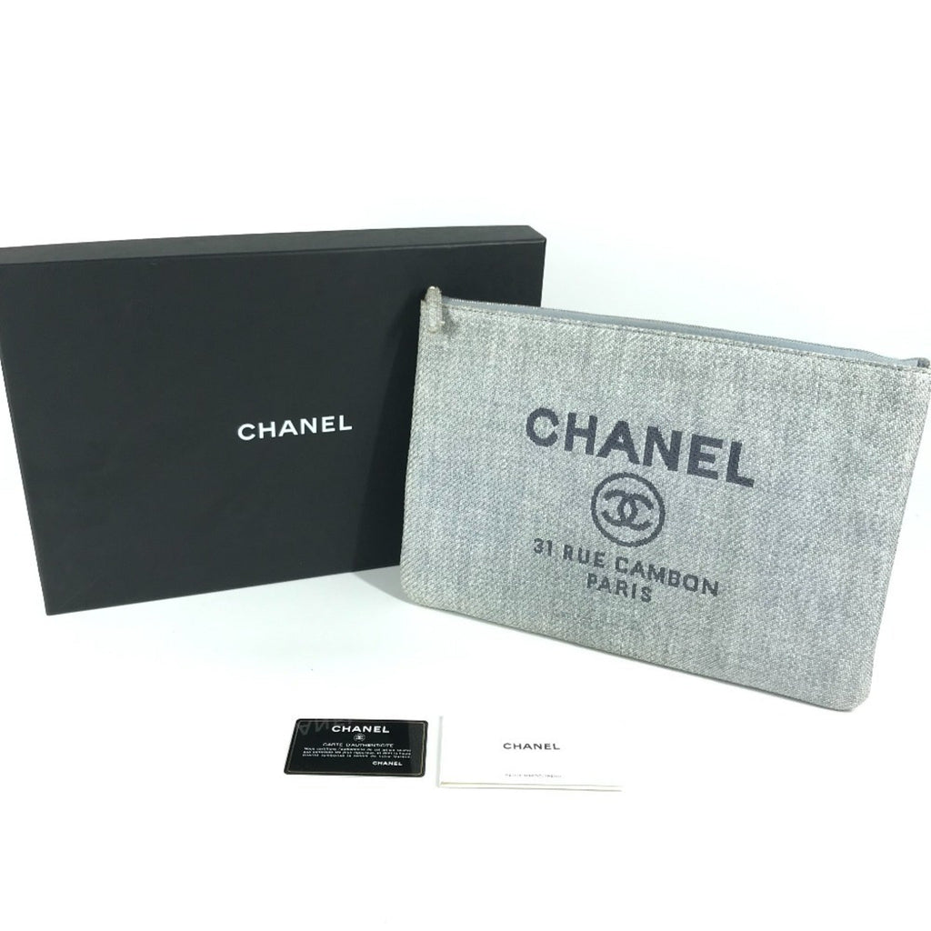 Chanel Blue Canvas Clutch Bag Pouch (Pre-Owned)
