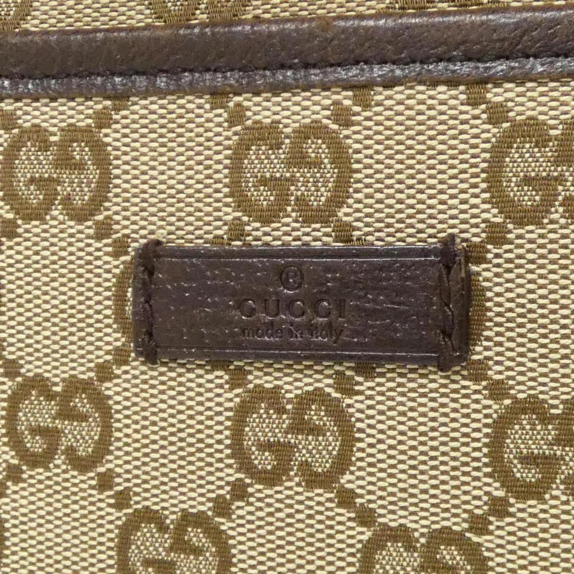 Gucci Beige Brown Gg Canvas Shoulder Bag (Pre-Owned)