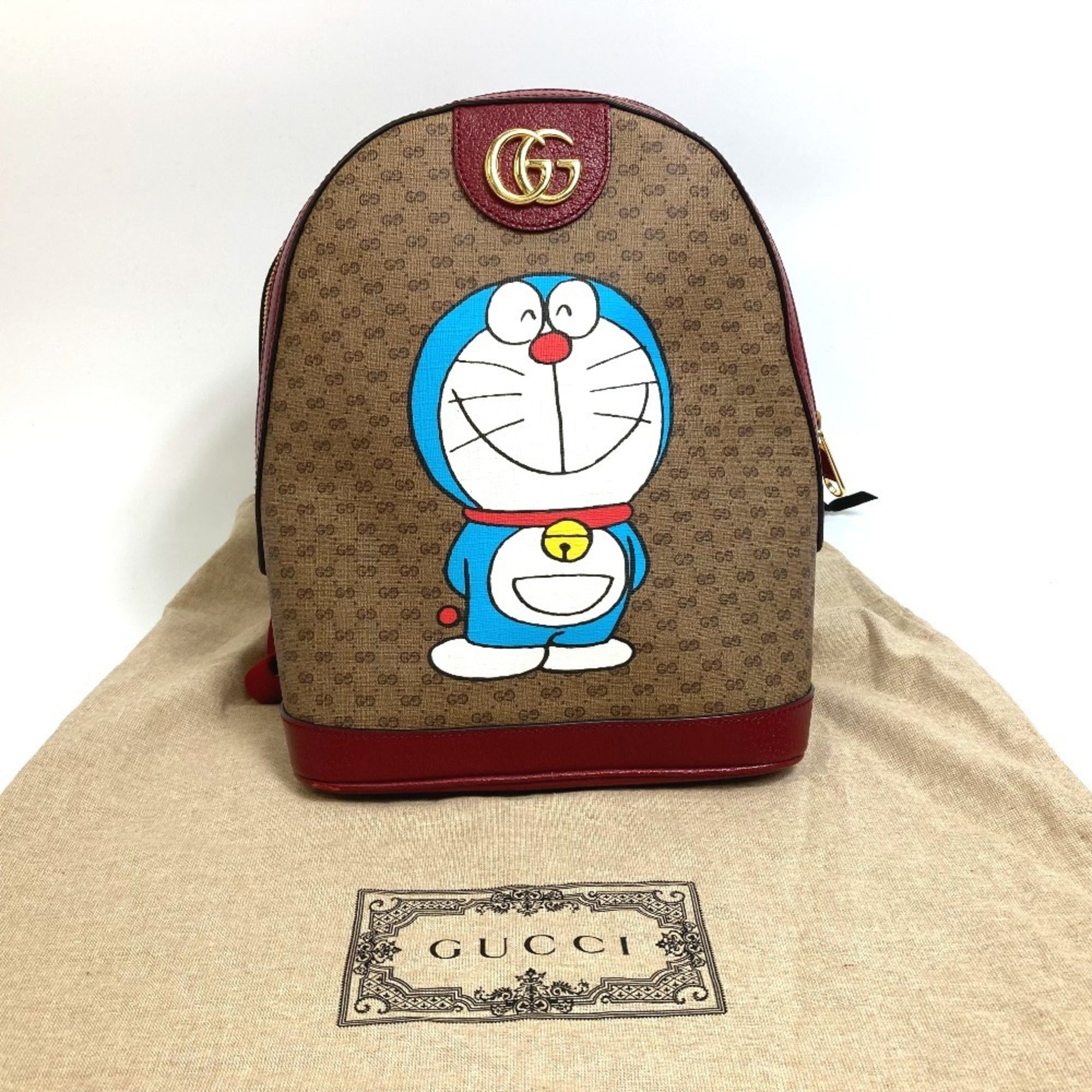 Gucci Beige Red Color Pvc Leather Backpack (Pre-Owned)