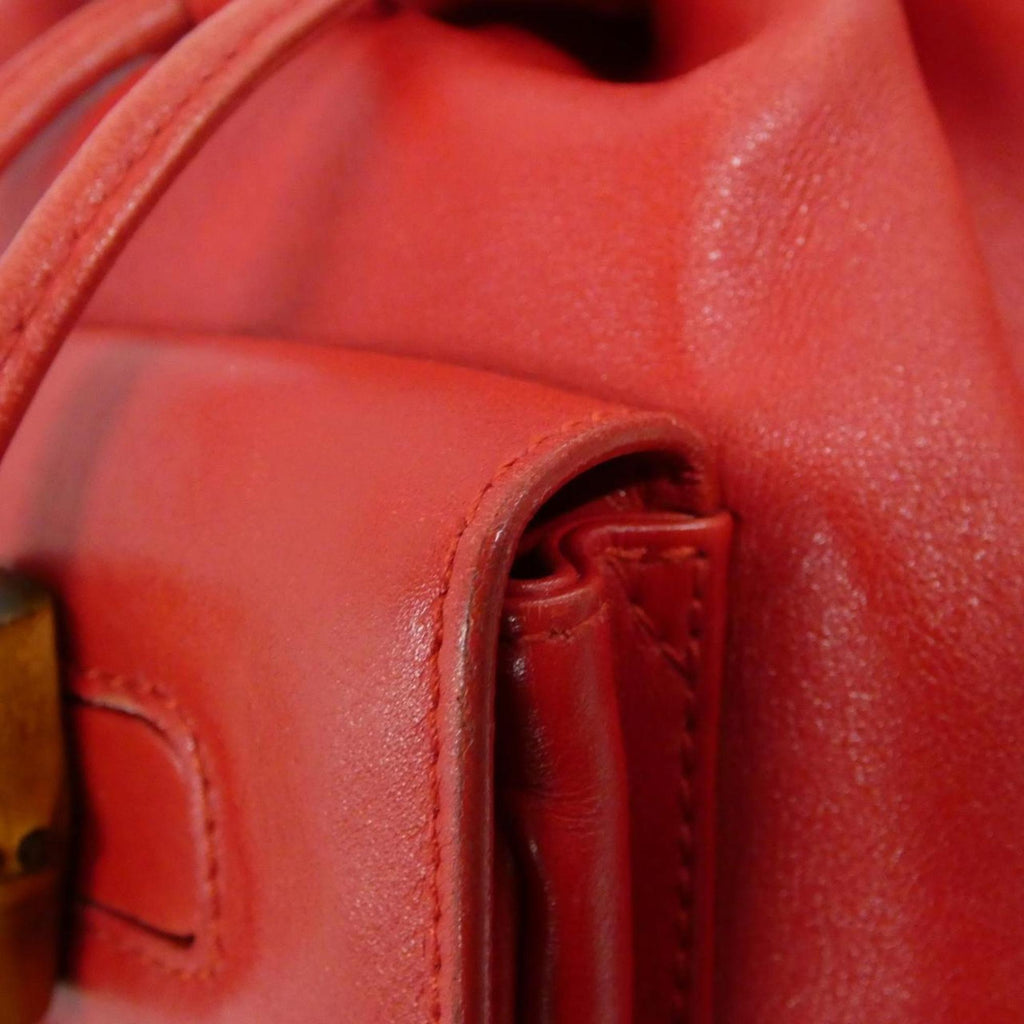 Gucci Red Color Leather Backpack (Pre-Owned)