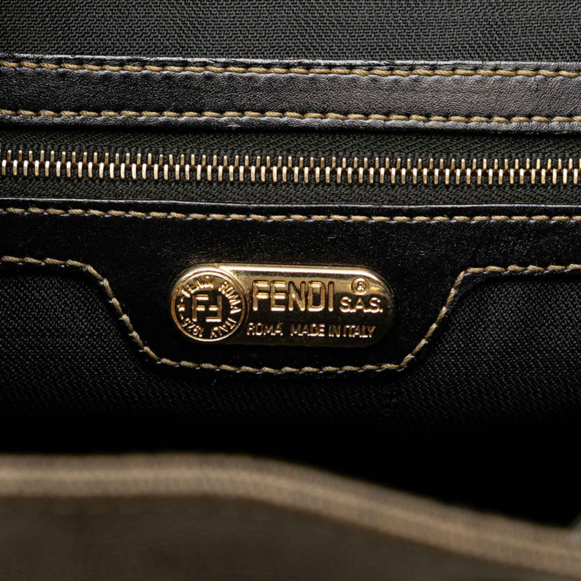 Fendi Zucchino Black Grayish Zucchino Pvc Leather Backpack (Pre-Owned)