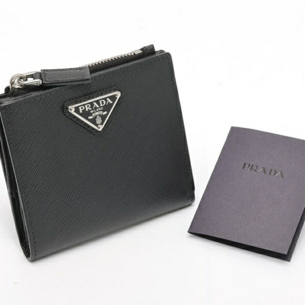 Prada Black Saffiano Triangle Wallet (Bi-Fold) (Pre-Owned)