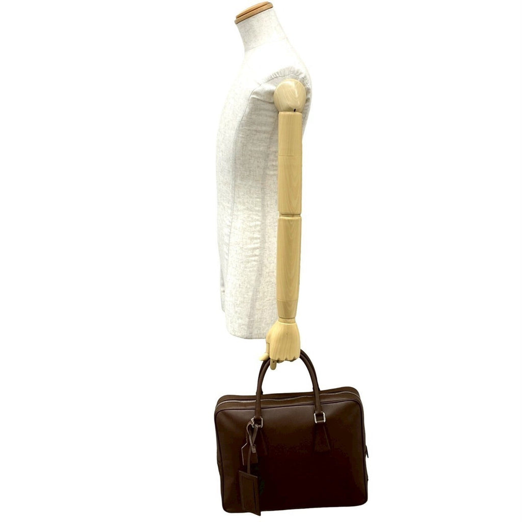 Prada Brown Leather Briefcase (Pre-Owned)