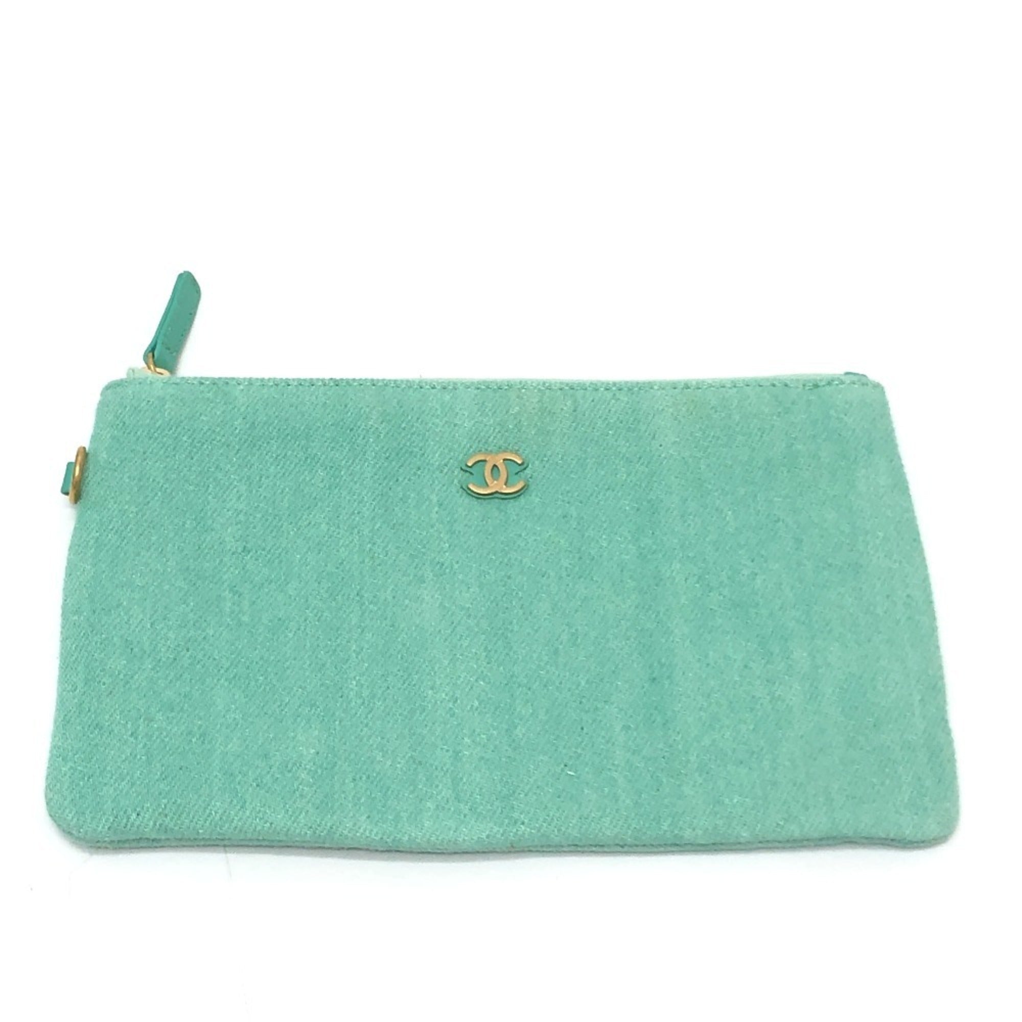Chanel Matelasse Green Turquoise Denim Handbag Shoulder Bag (Pre-Owned)