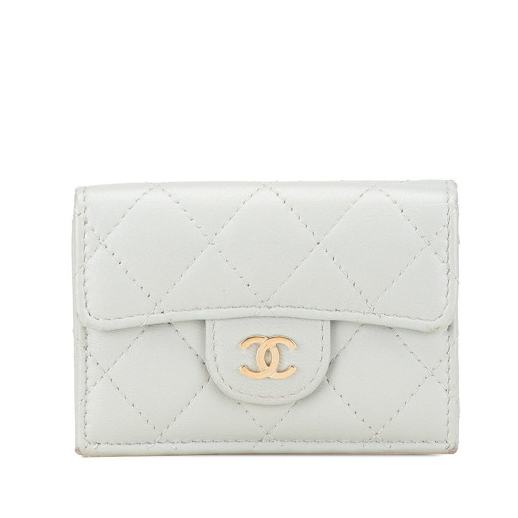 Chanel Gray Leather Wallet (Tri-Fold) (Pre-Owned)