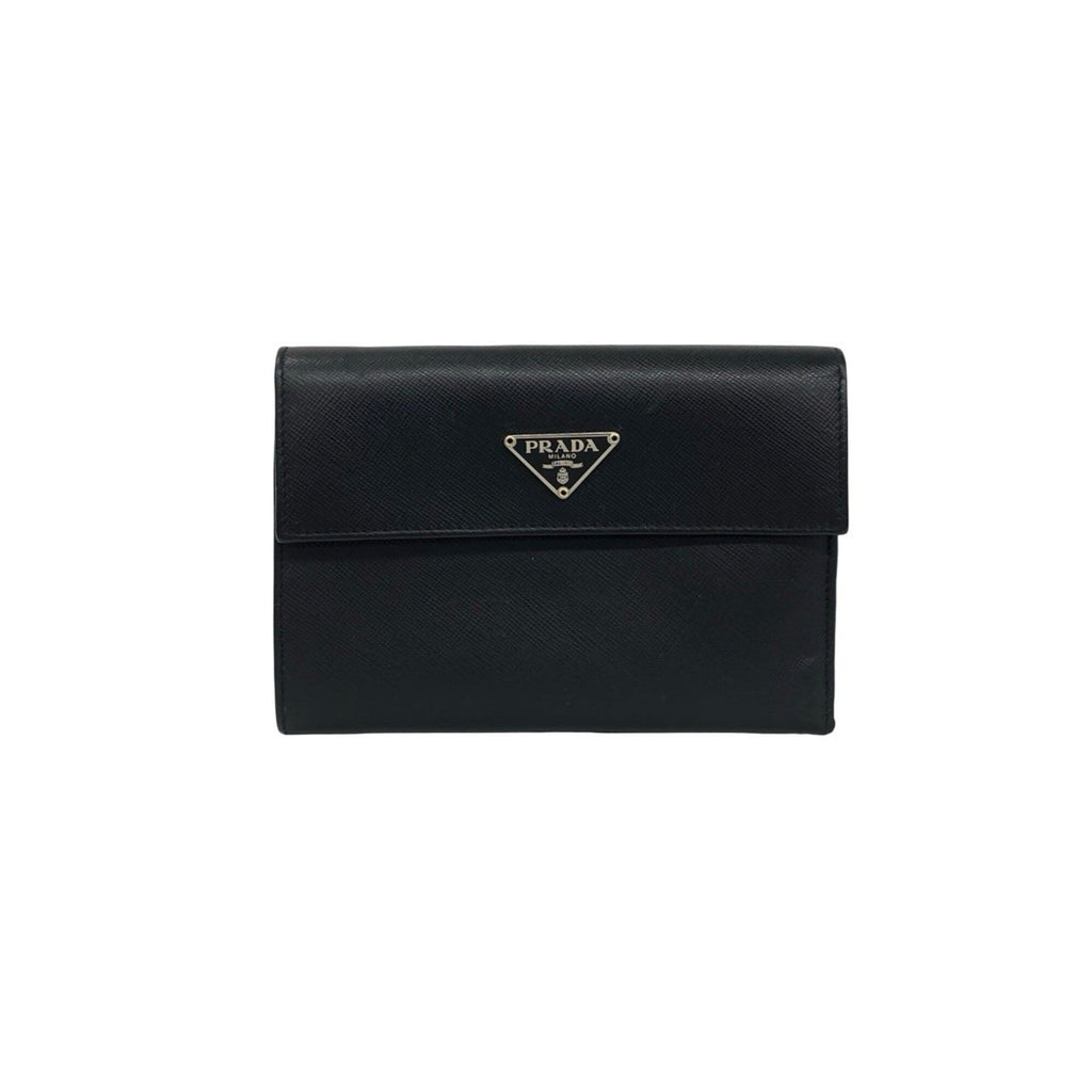 Prada Black Leather Wallet (Tri-Fold) (Pre-Owned)