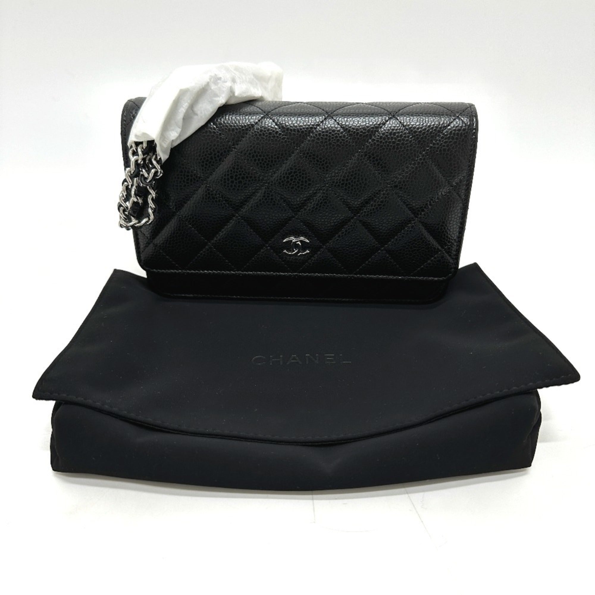 Chanel Black Caviar Leather Shoulder Bag (Pre-Owned)