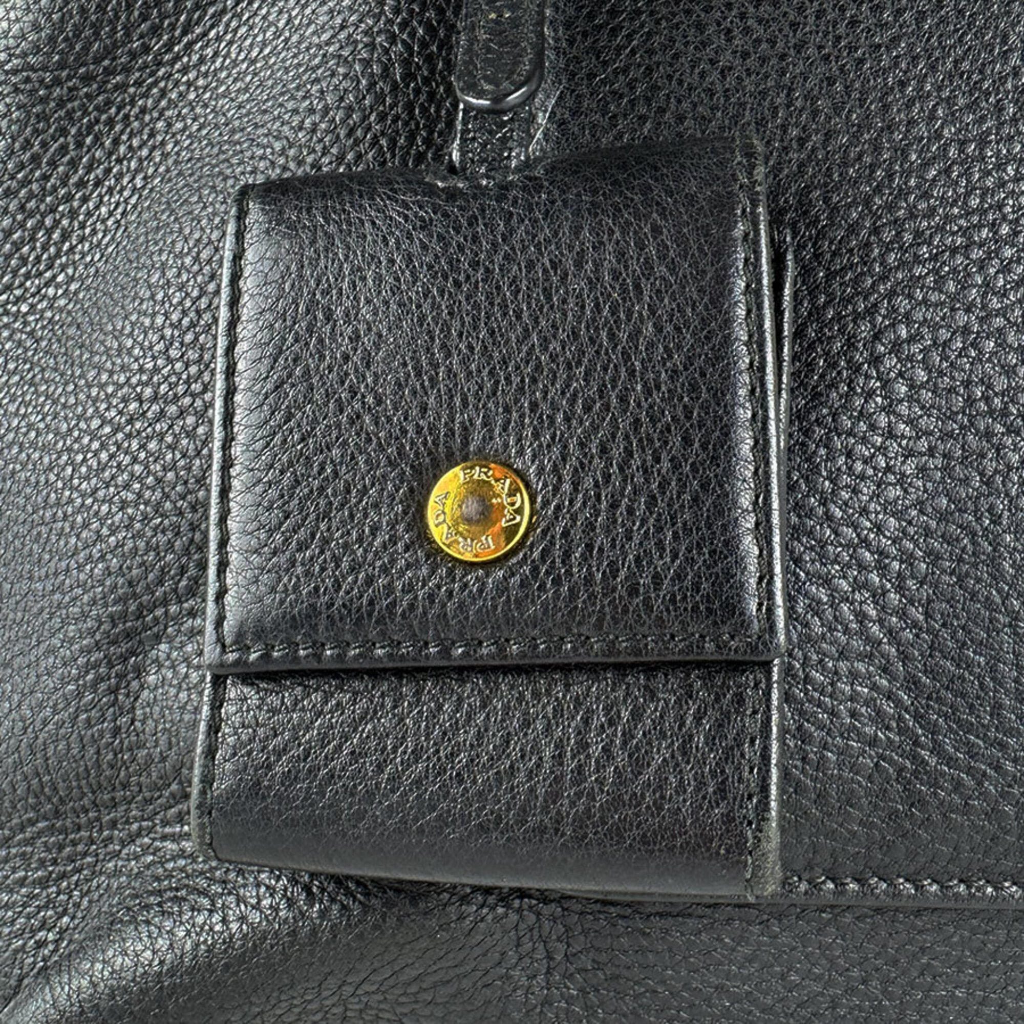 Prada Black Leather Handbag Shoulder Bag (Pre-Owned)