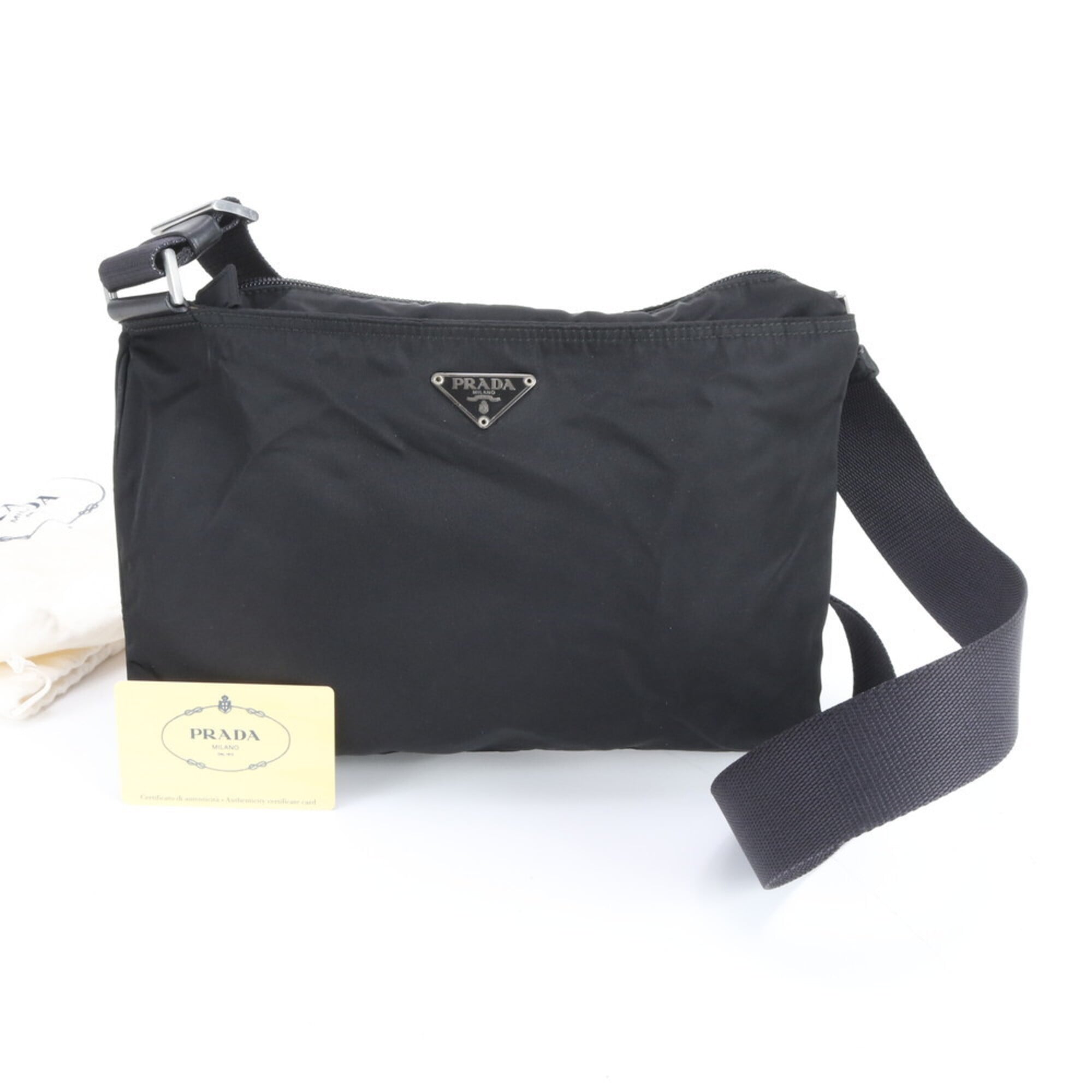 Prada Black Nylon Leather Shoulder Bag (Pre-Owned)