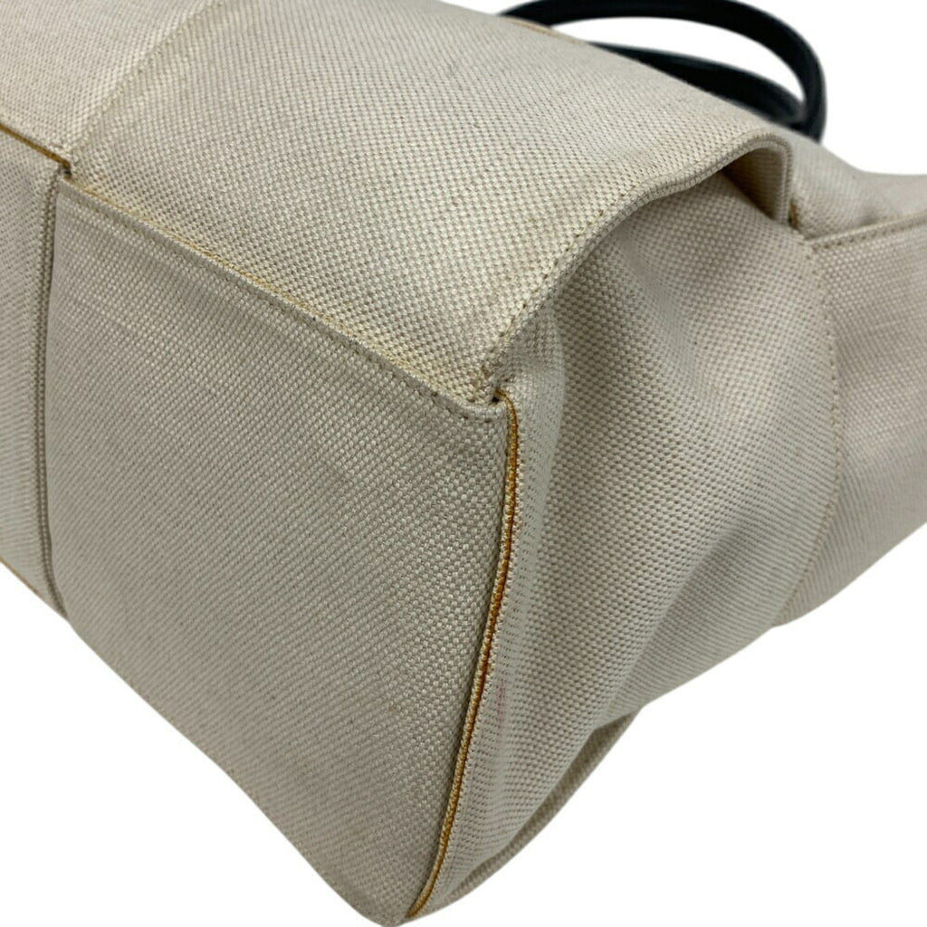 Bottega Veneta Ivory Canvas Leather Handbag (Pre-Owned)