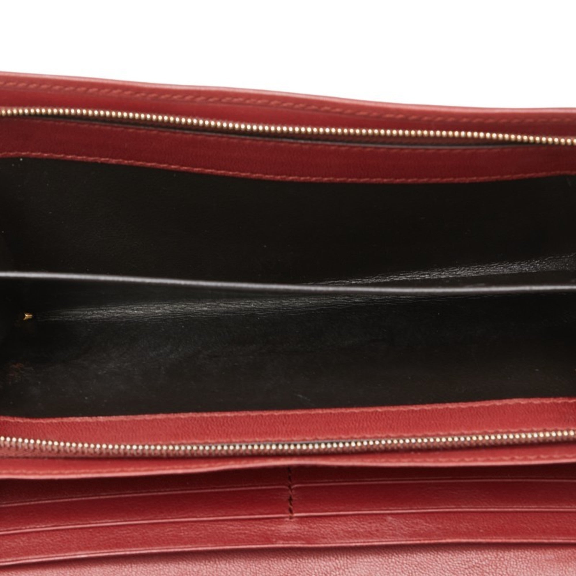 Gucci Beige Red Color Canvas Leather Long Wallet (Bi-Fold) (Pre-Owned)
