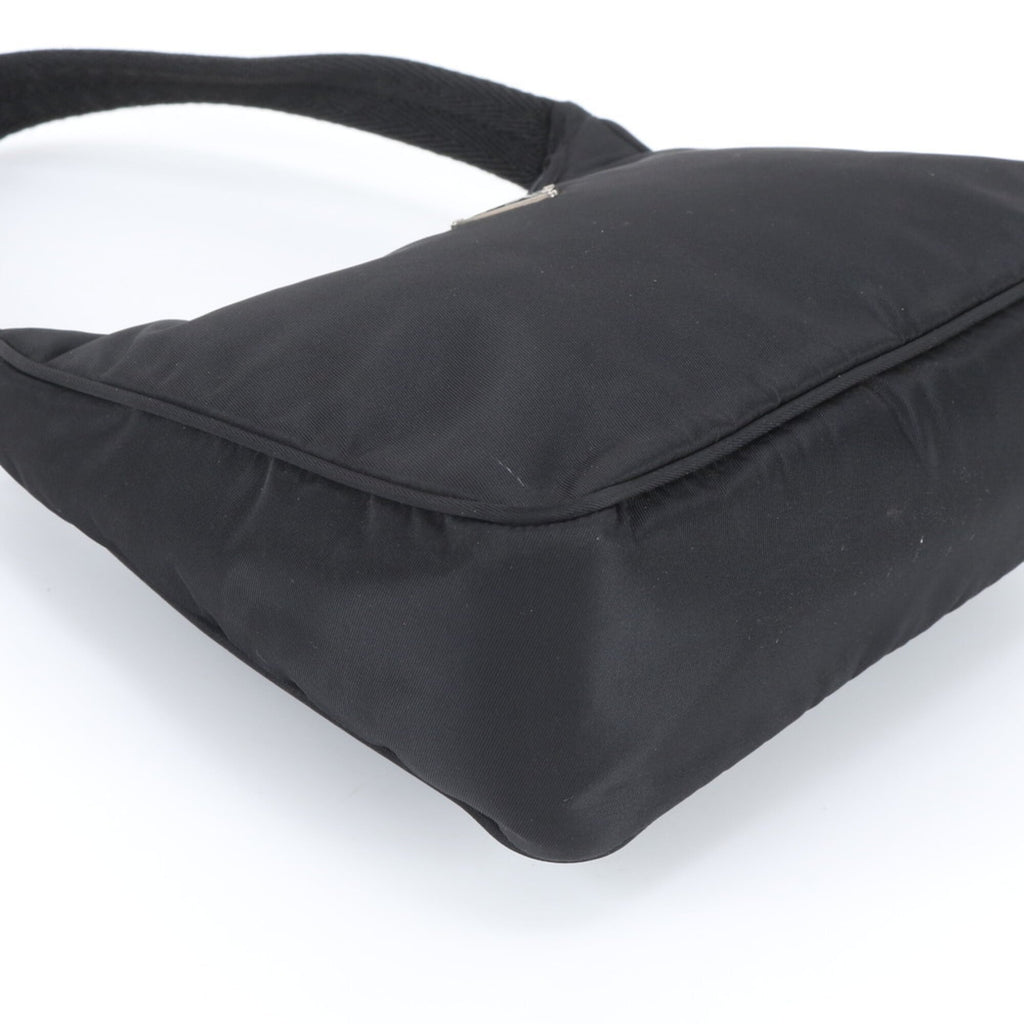 Prada Black Nylon Leather Handbag Tote Bag (Pre-Owned)