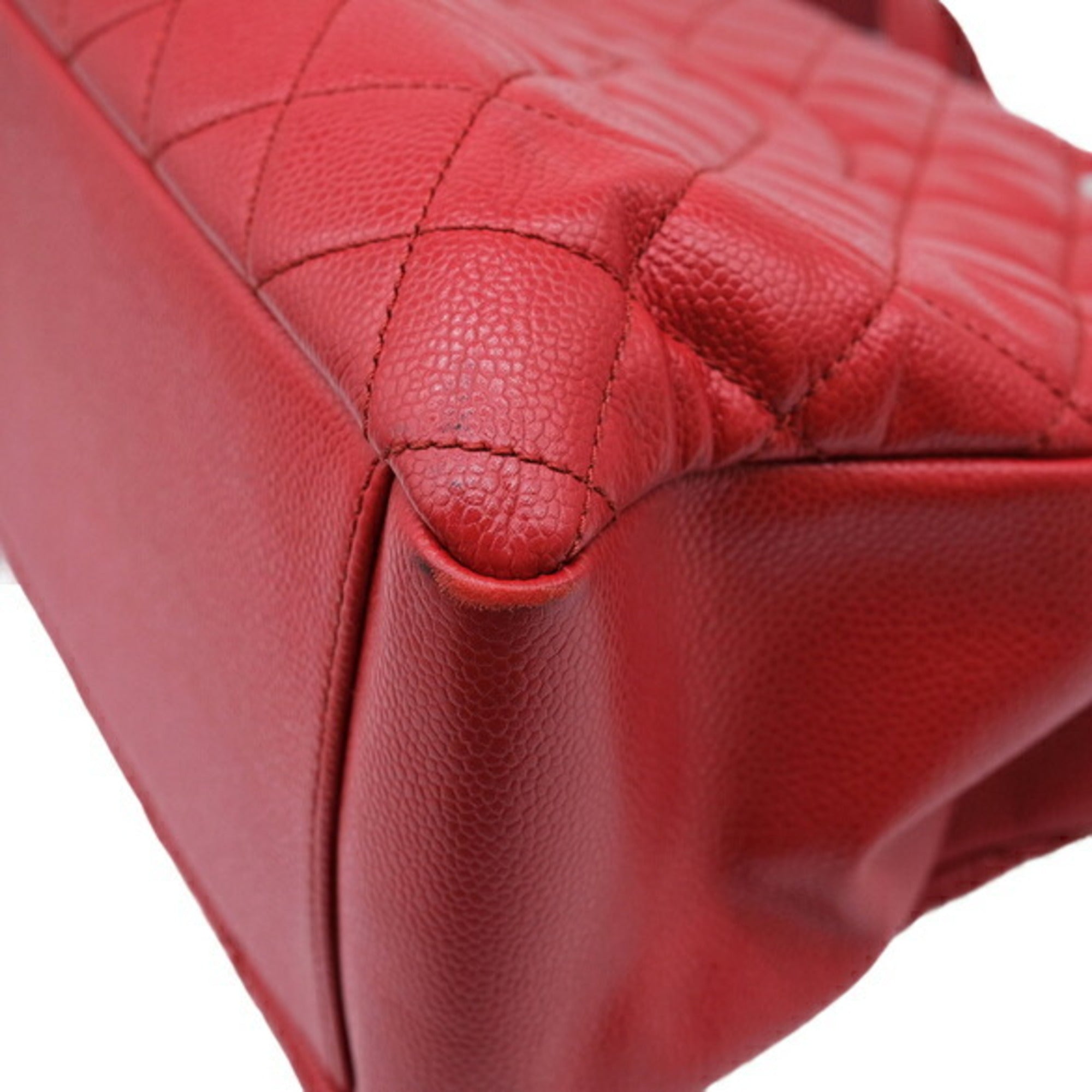 Chanel Red Color Caviar Leather Tote Bag (Pre-Owned)
