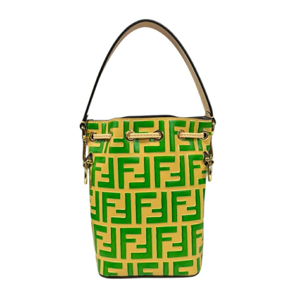 Fendi Beige Green Leather Shoulder Bag (Pre-Owned)