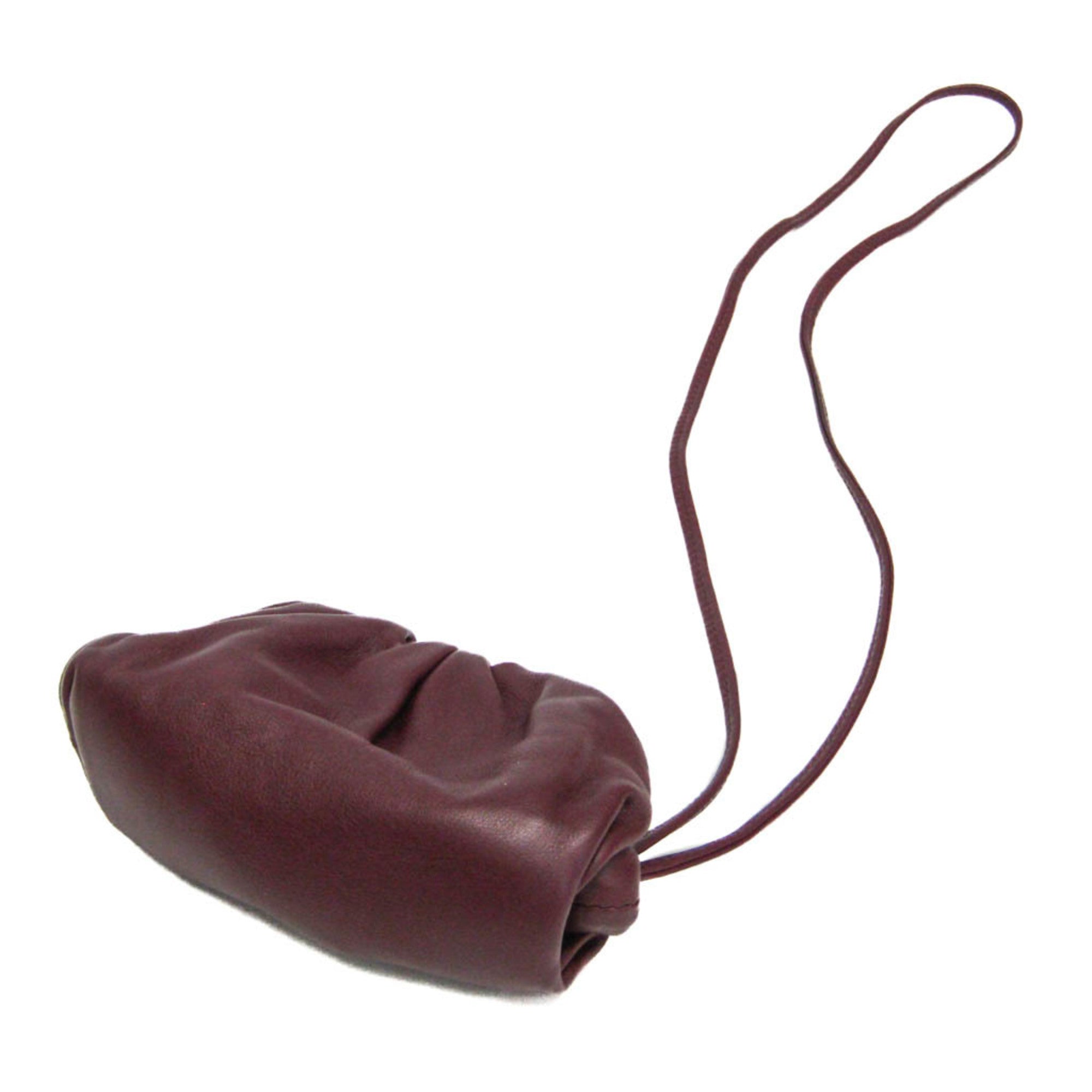 Bottega Veneta The Pouch Leather Burgundy Leather Clutche & Pouche Bag (Pre-Owned)