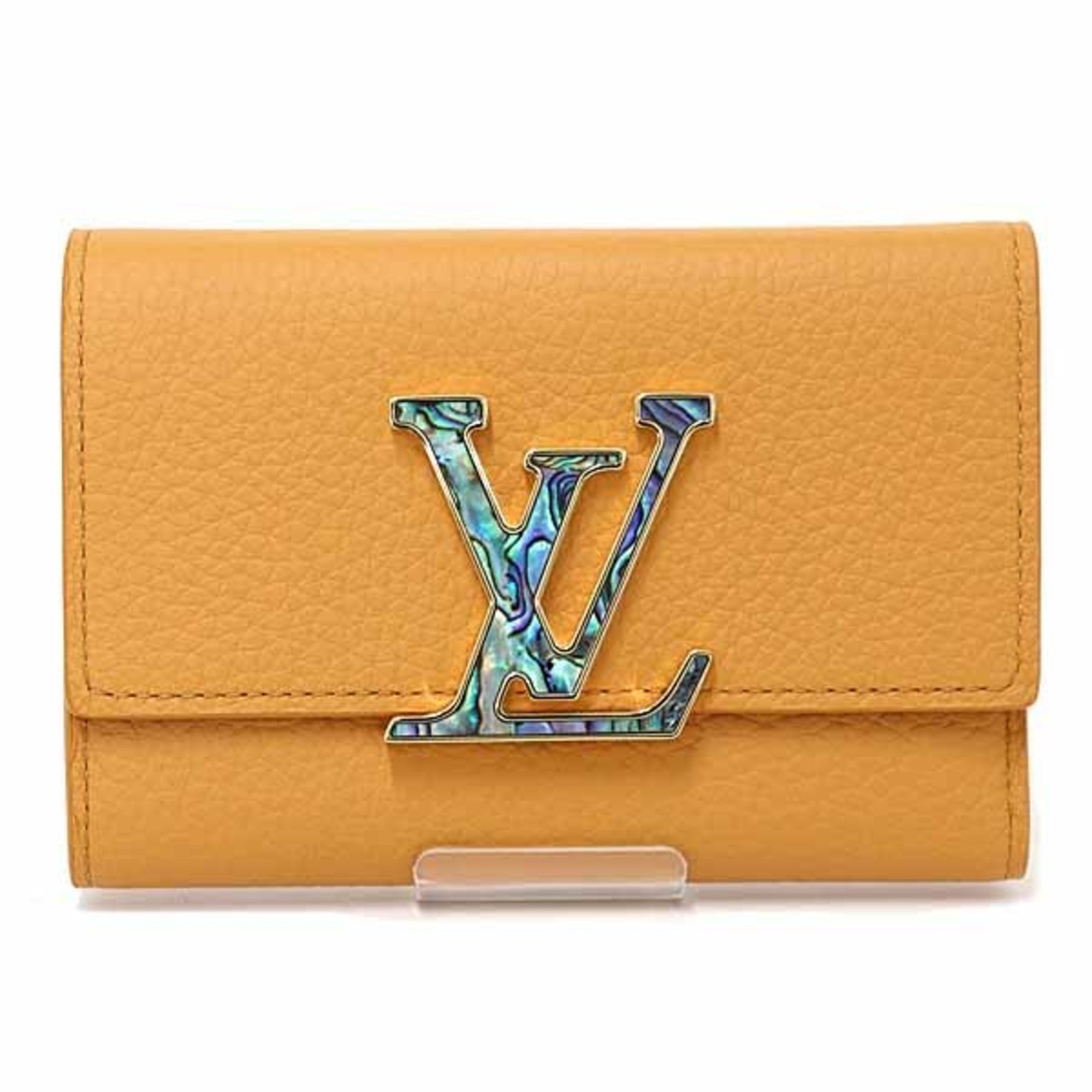 Louis Vuitton Orange Saffron Yellow Leather Wallet (Tri-Fold) (Pre-Owned)