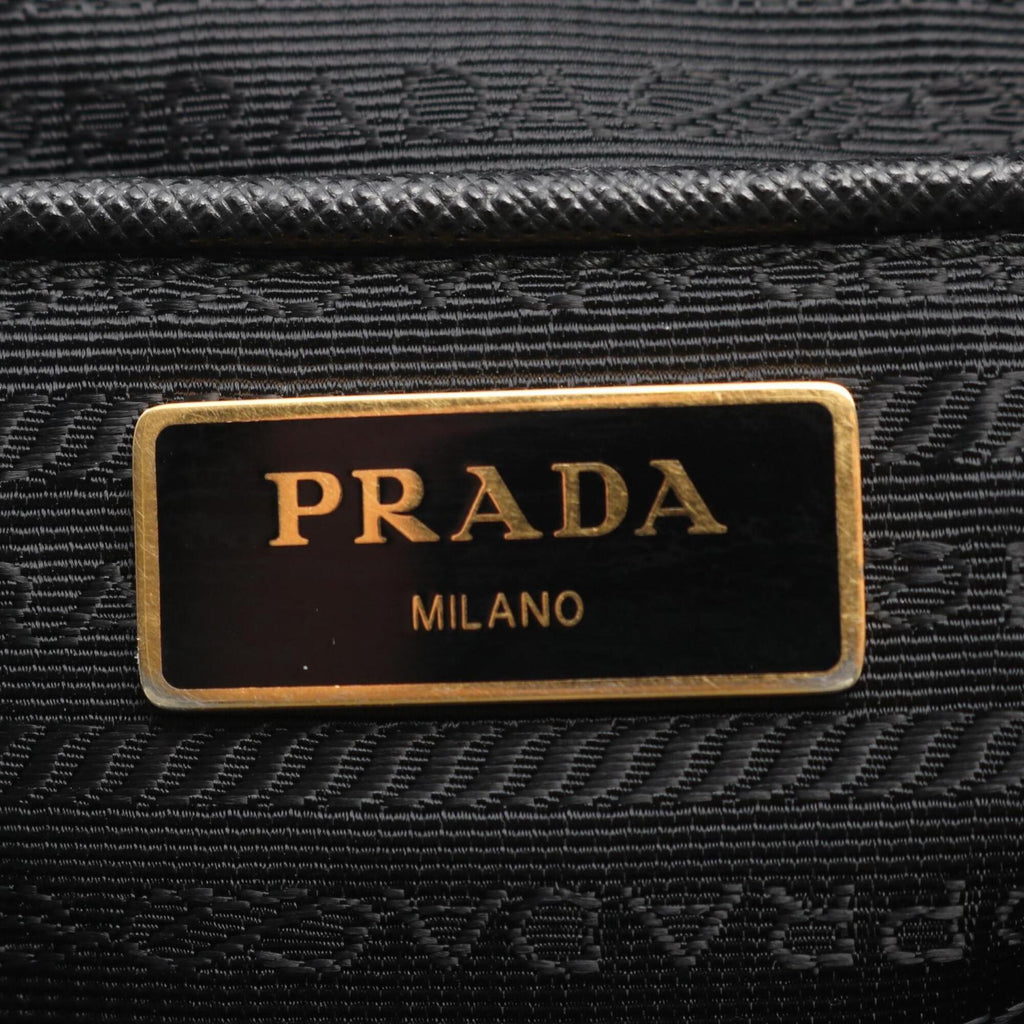 Prada Black Nylon Leather Handbag Tote Bag (Pre-Owned)