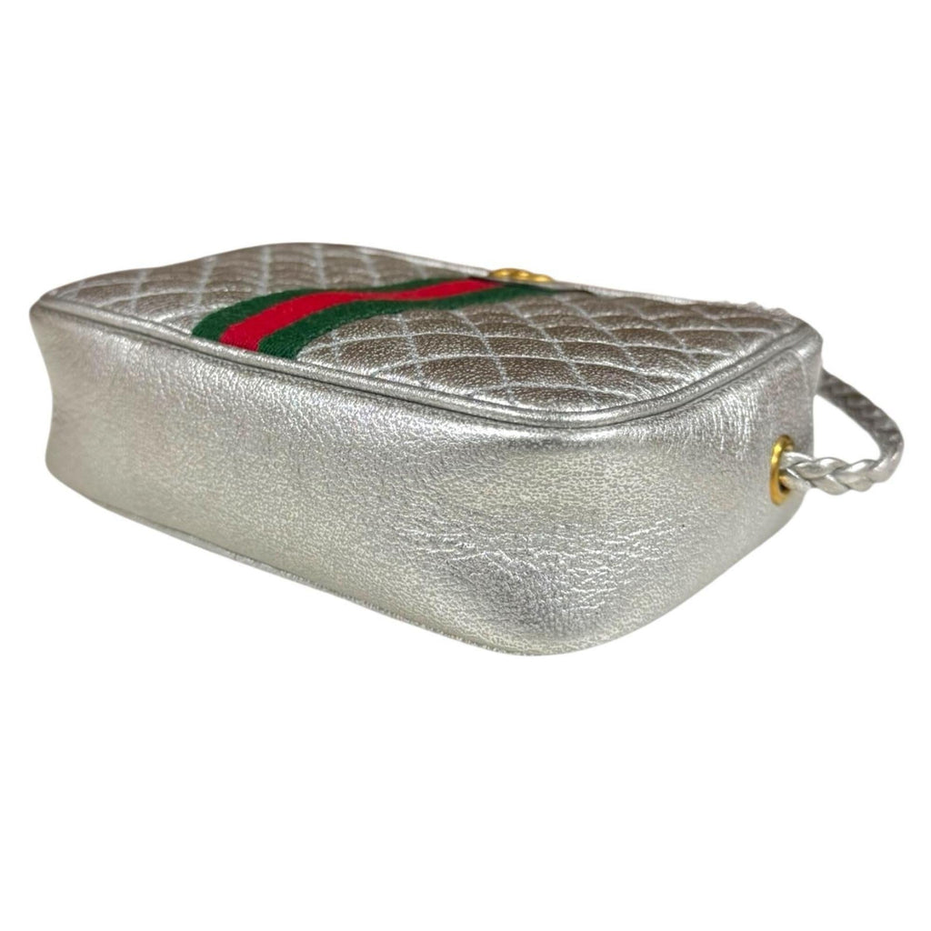 Gucci Silver Leather Shoulder Bag (Pre-Owned)