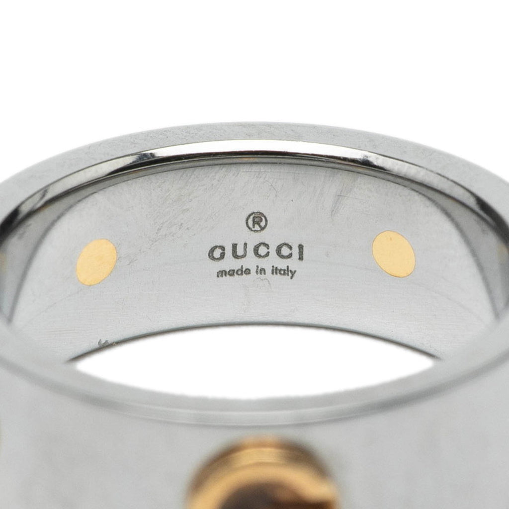 Gucci Silver Yellow Gold Band Ring (Pre-Owned)