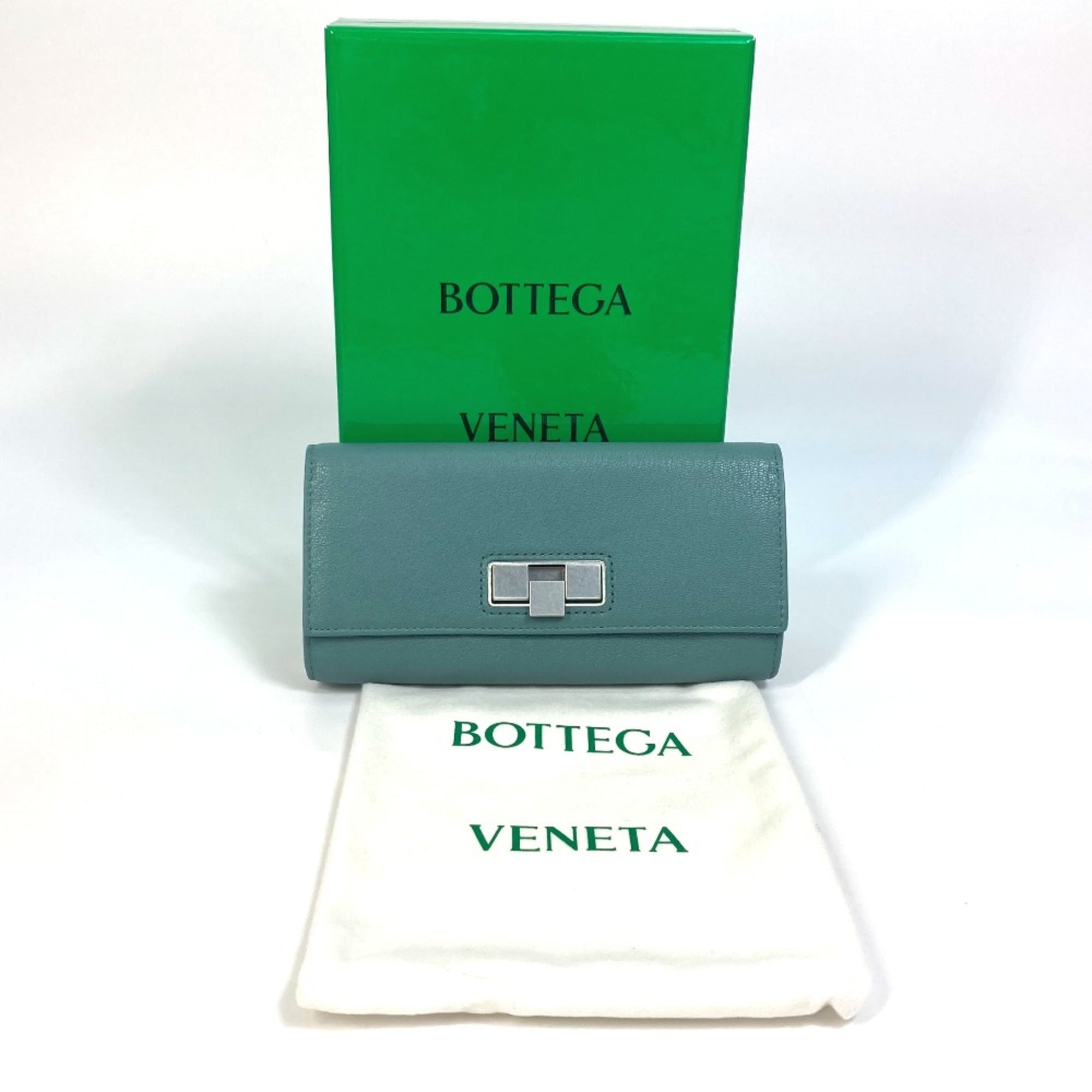Bottega Veneta Blue Leather Long Wallet (Bi-Fold) (Pre-Owned)