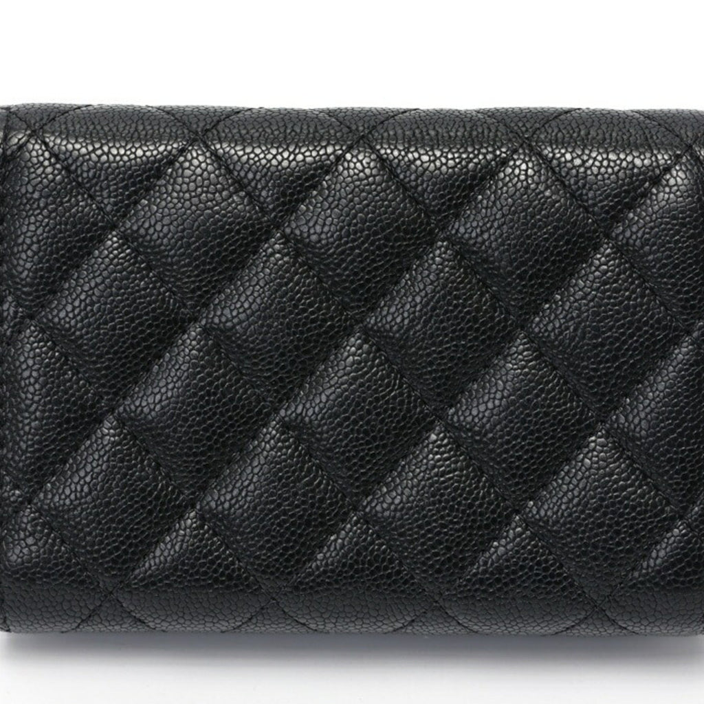 Chanel Black Grained Calfskin Wallet (Tri-Fold) (Pre-Owned)