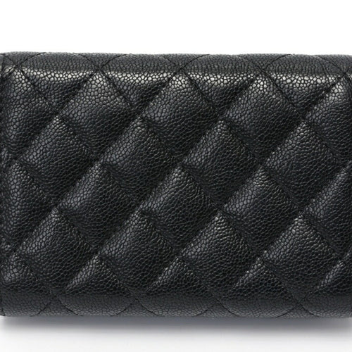 Chanel Black Grained Calfskin Wallet (Tri-Fold) (Pre-Owned)
