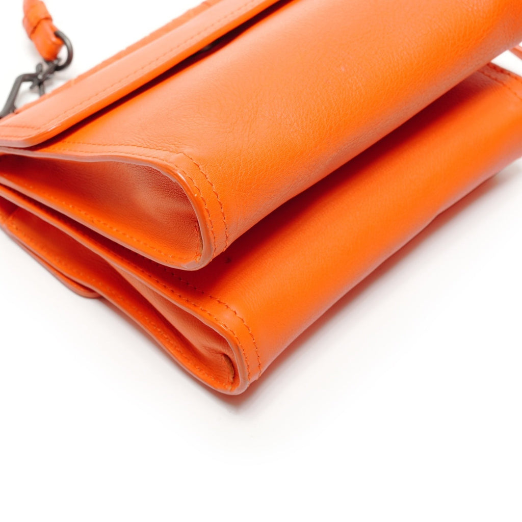 Bottega Veneta Intrecciato Orange Intrecciato Shoulder Bag (Pre-Owned)