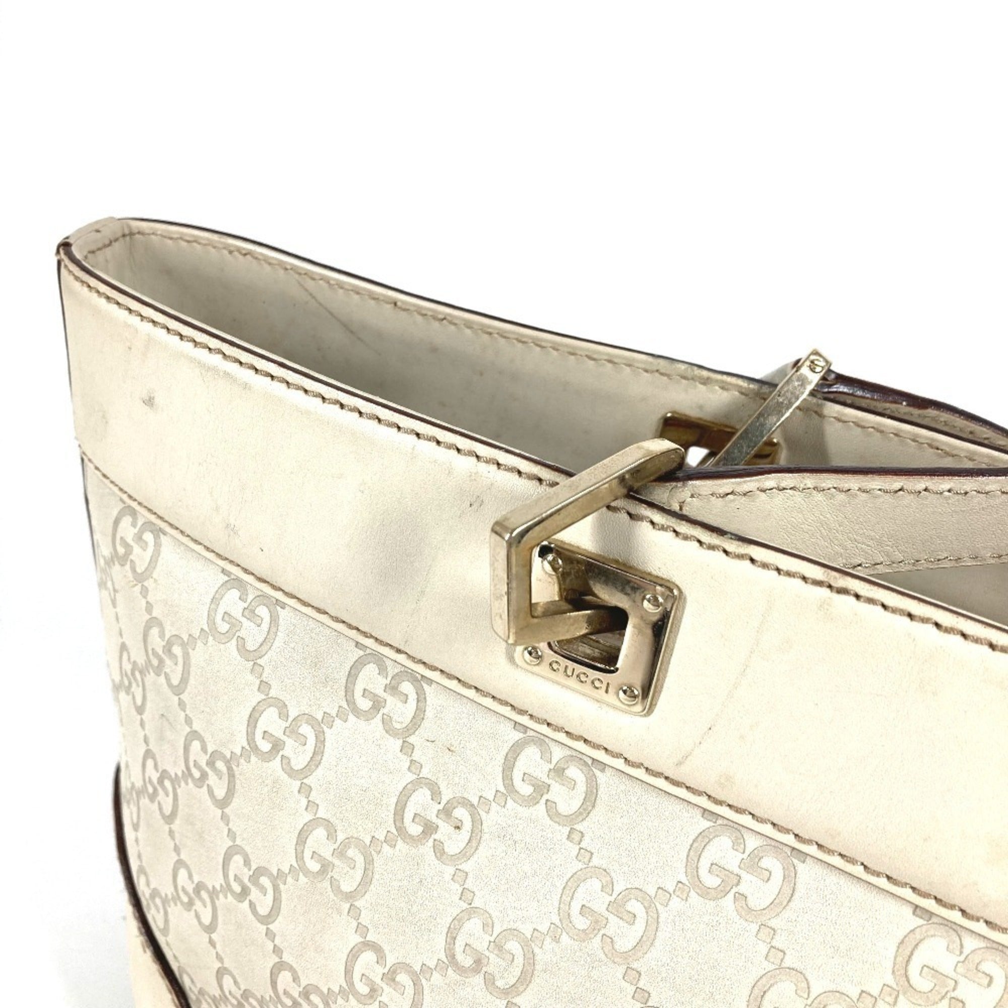 Gucci Off-White Leather Shoulder Bag Tote Bag (Pre-Owned)