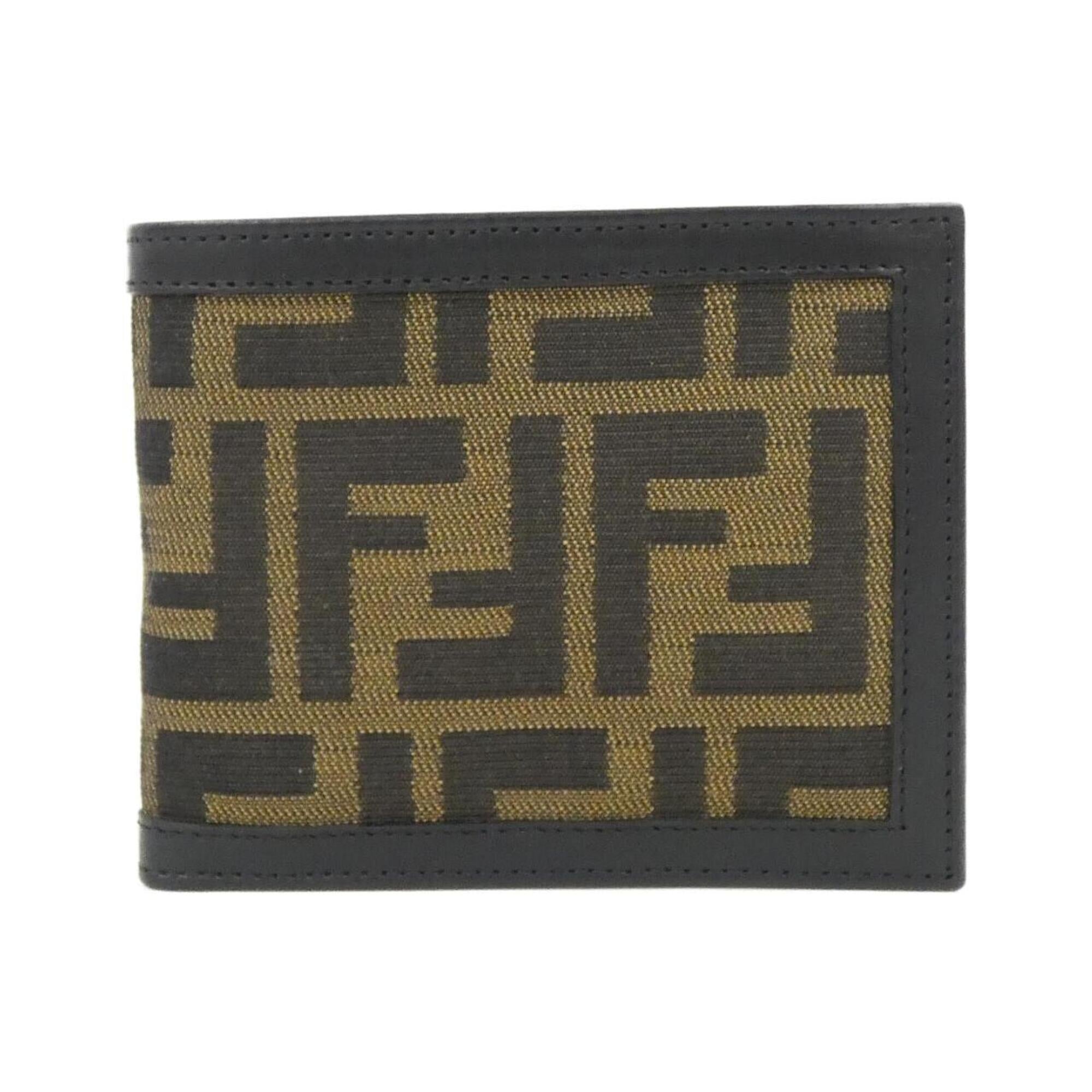 Fendi Brown Canvas Leather Long Wallet (Bi-Fold) (Pre-Owned)