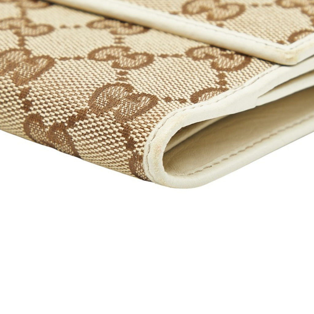 Gucci Beige Ivory Canvas Leather Wallet (Bi-Fold) (Pre-Owned)