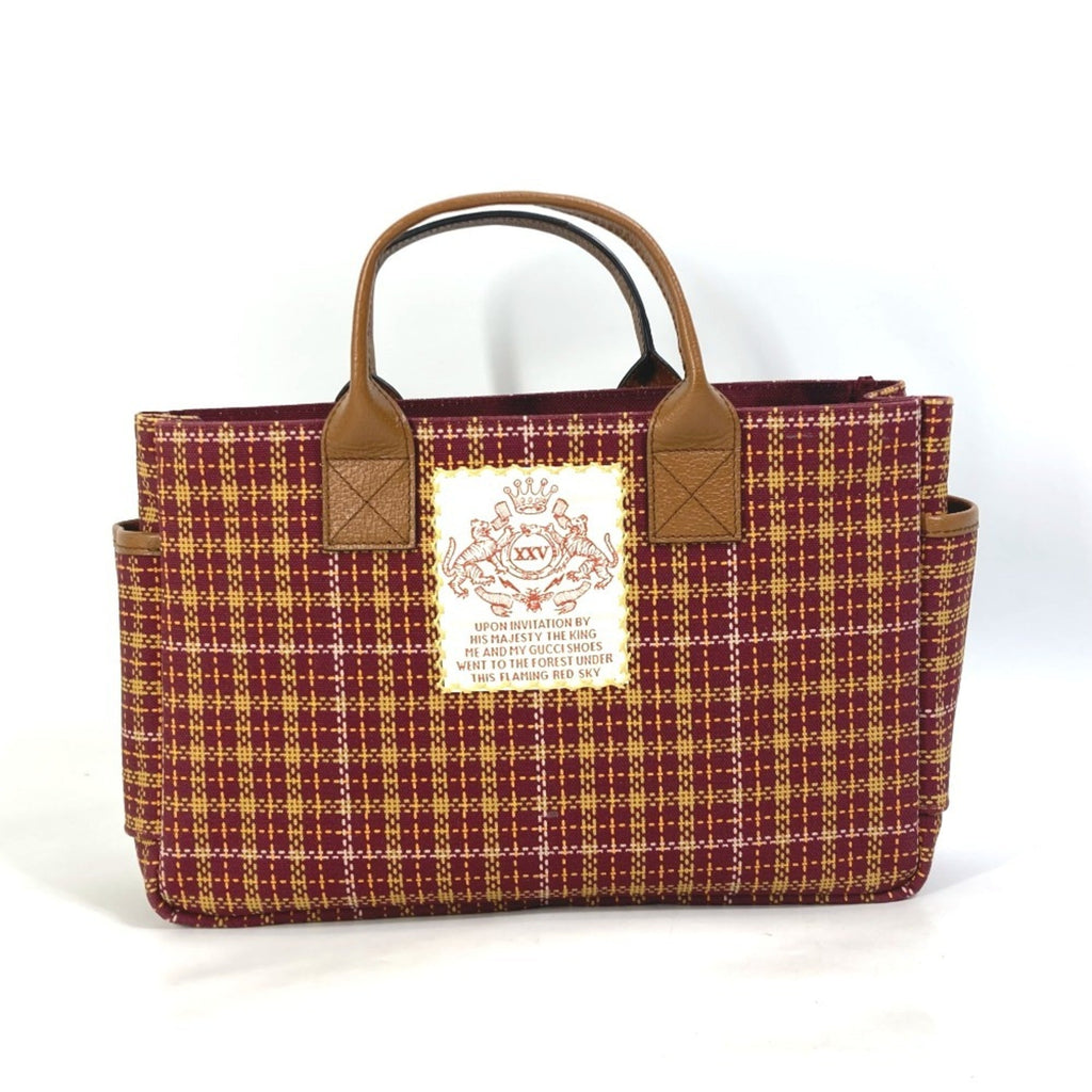Gucci Bordeaux Brown Canvas Leather Handbag Tote Bag (Pre-Owned)