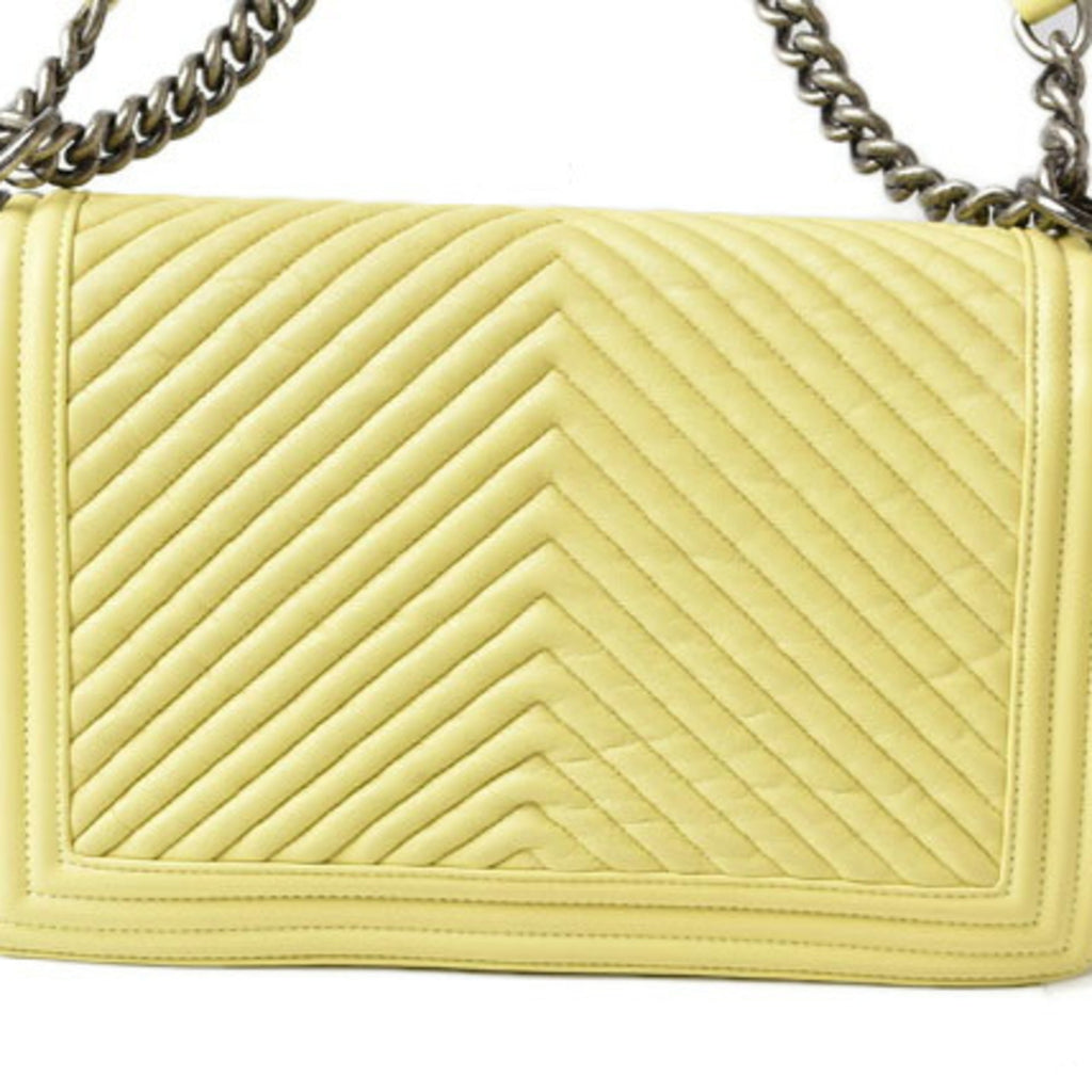 Chanel Yellow Leather Clutch Bag Shoulder Bag (Pre-Owned)