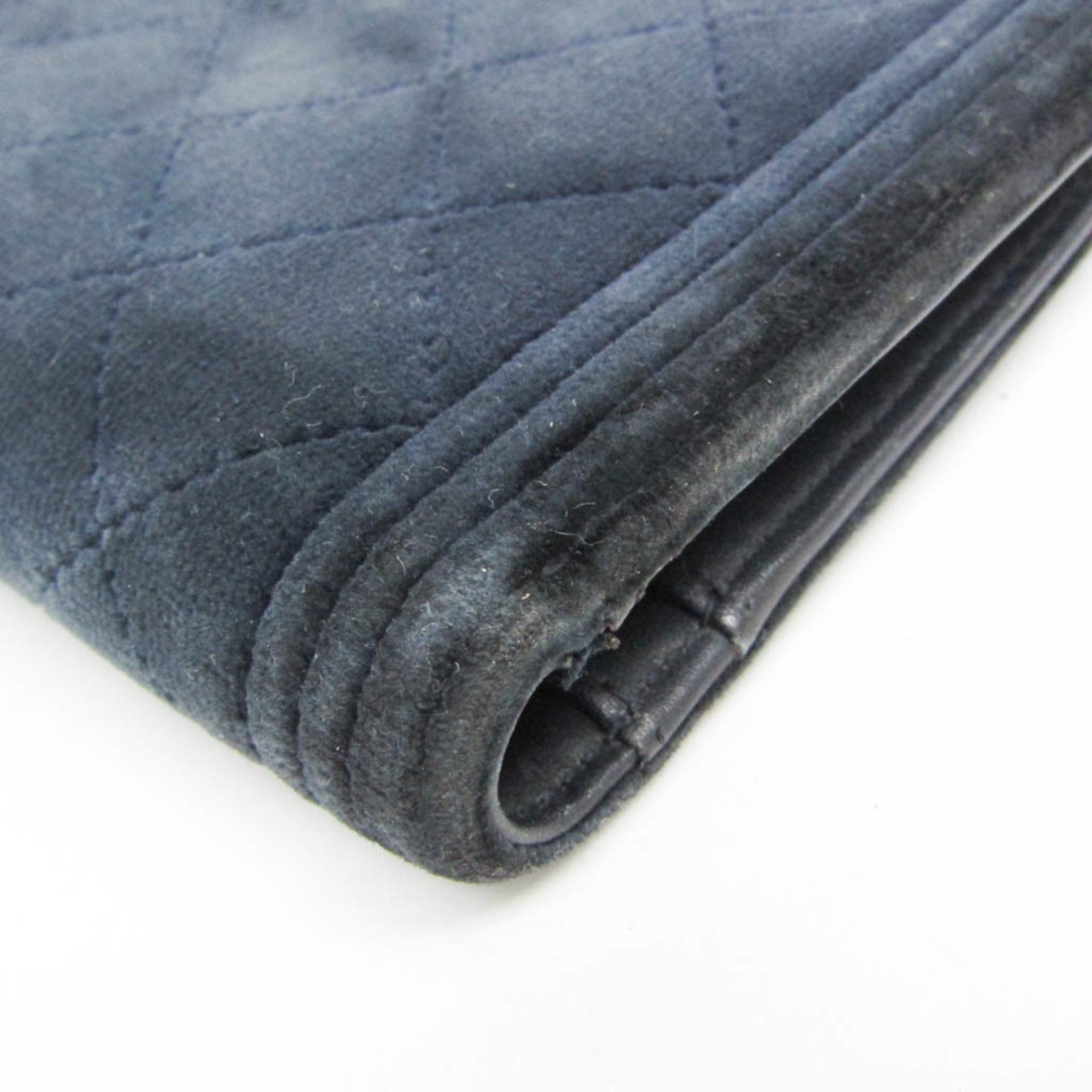 Chanel Boy Chanel Dark Navy Leather Long Wallet (Bi-Fold) (Pre-Owned)