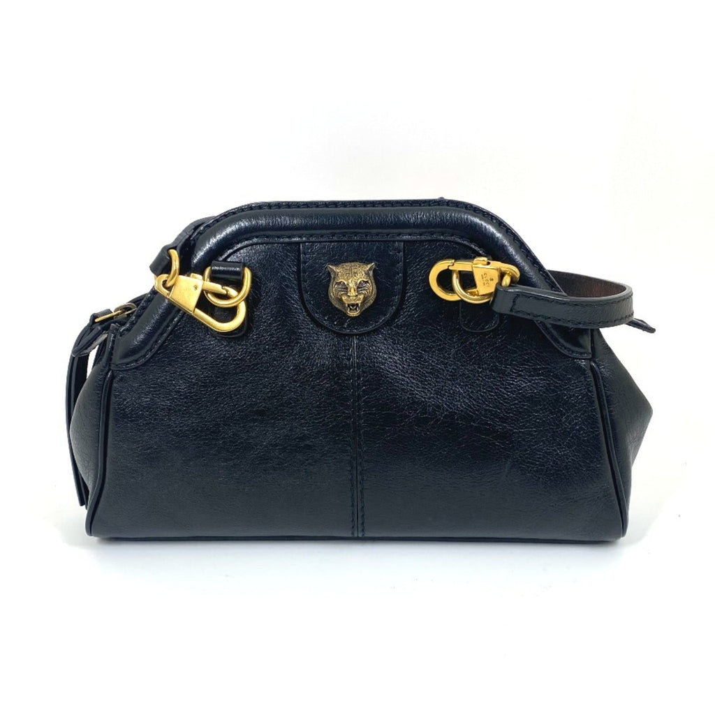 Gucci Black Leather Clutch Bag Shoulder Bag (Pre-Owned)