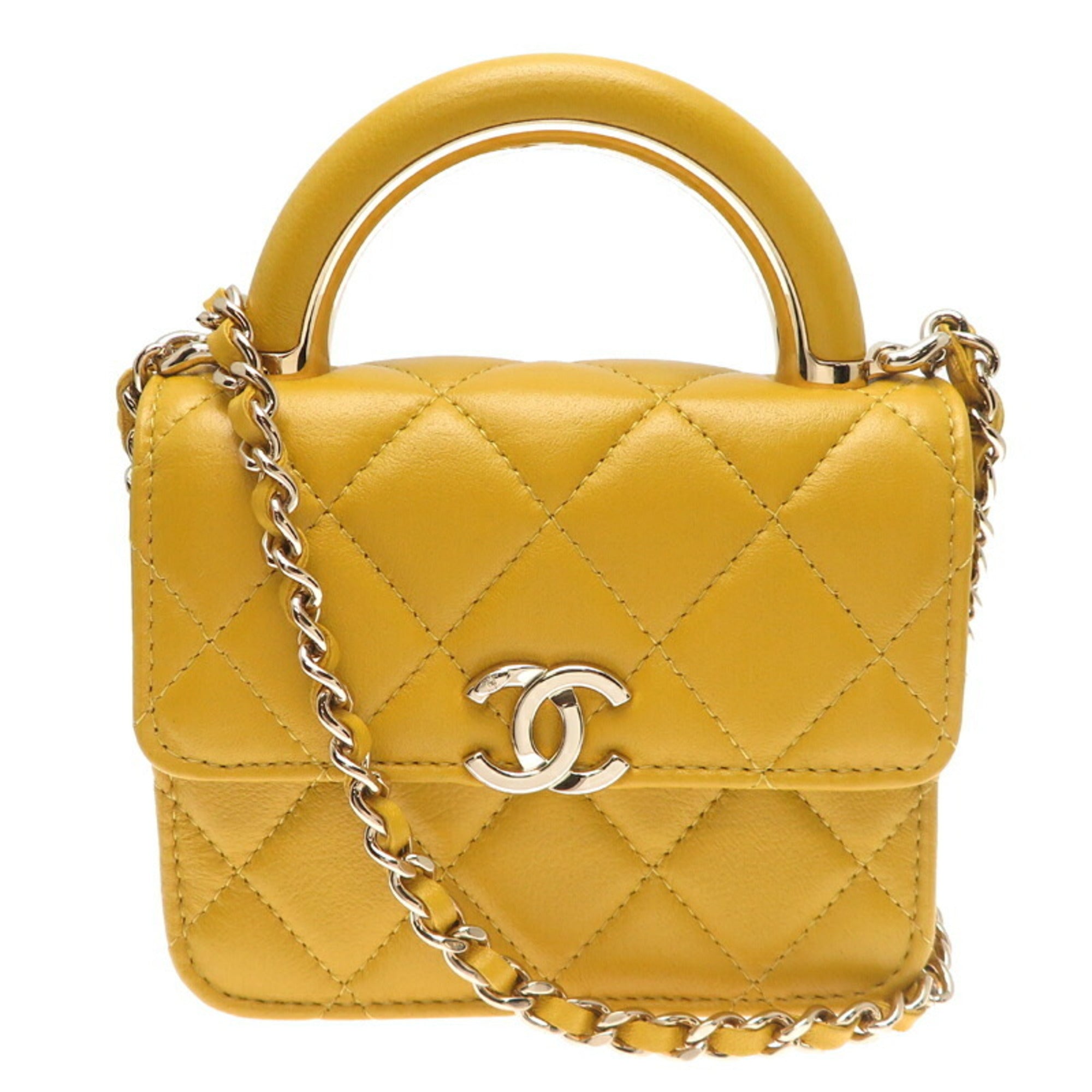 Chanel Yellow Leather Shoulder Bag (Pre-Owned)