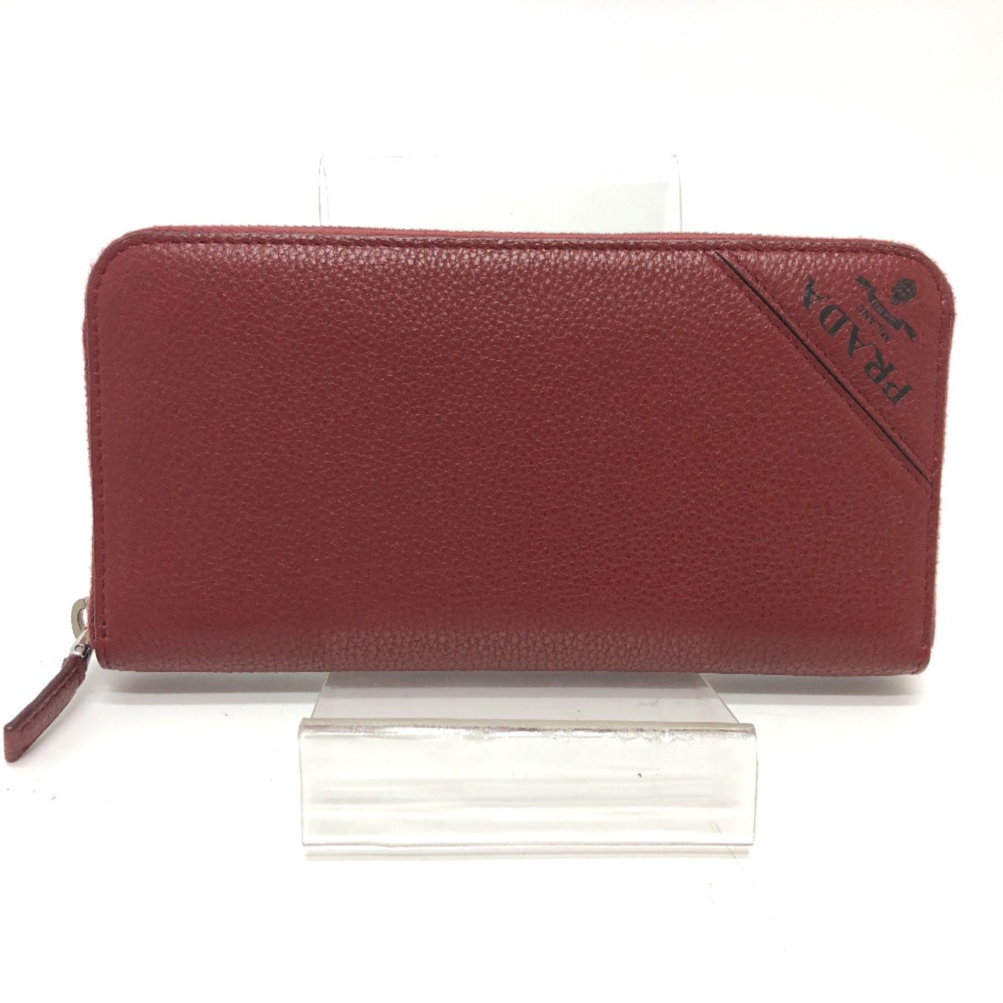 Prada Red Leather Long Wallet (Bi-Fold) (Pre-Owned)