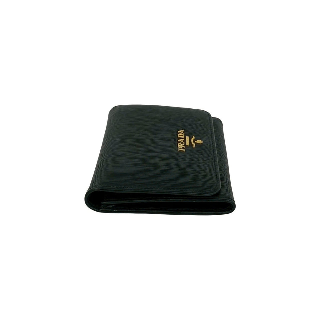 Prada Black Leather Wallet (Tri-Fold) (Pre-Owned)