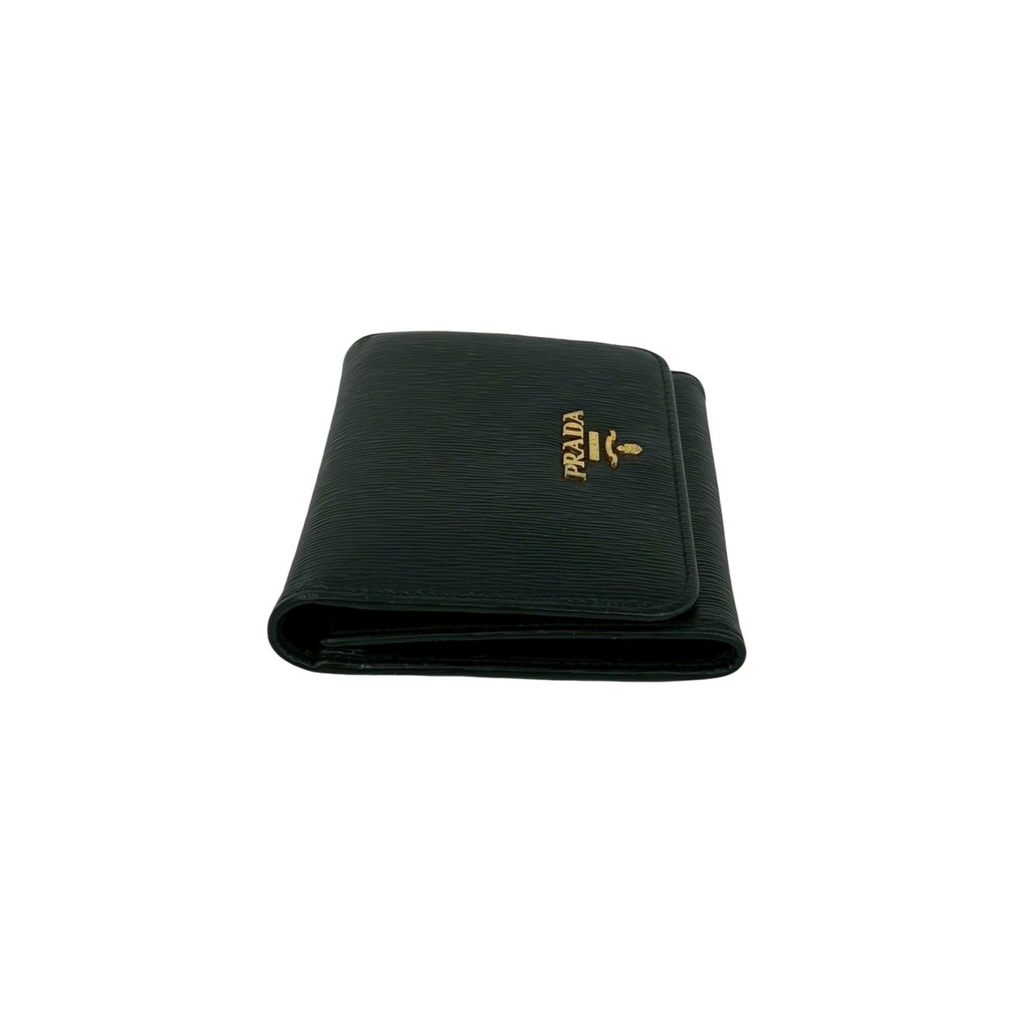 Prada Black Leather Wallet (Tri-Fold) (Pre-Owned)