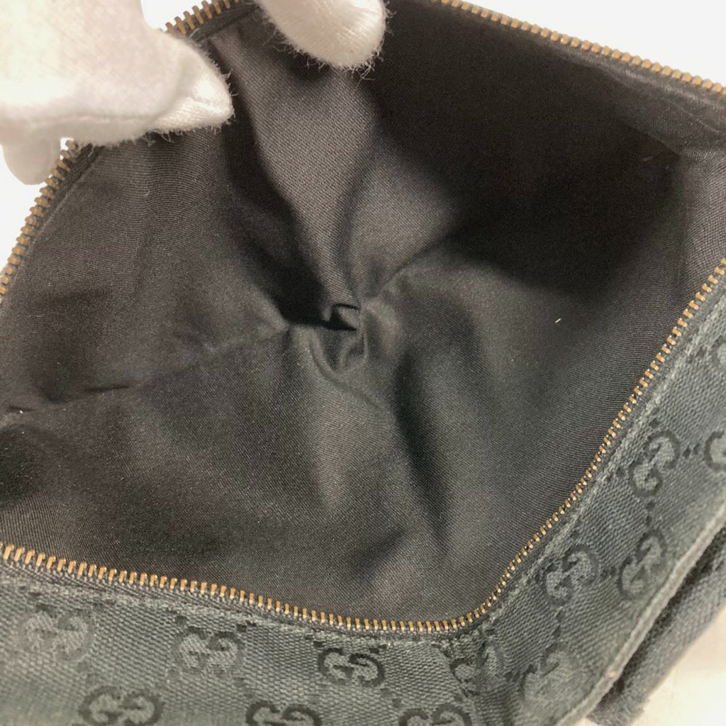 Gucci Black Gg Canvas Leather Fanny Pack Sling Bag (Pre-Owned)
