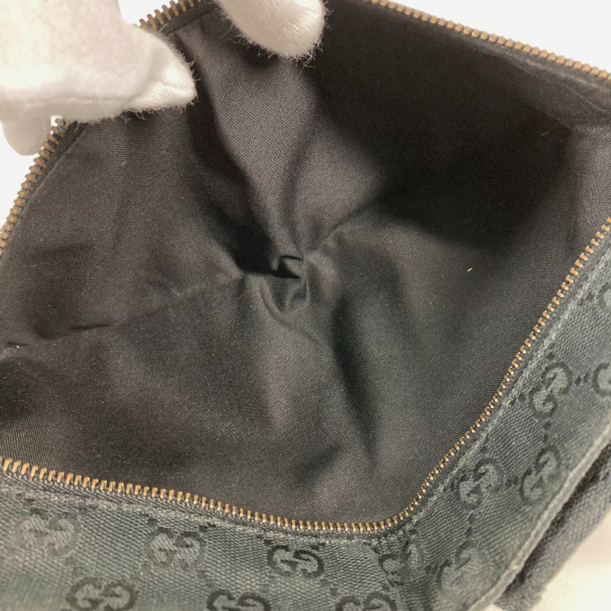 Gucci Black Gg Canvas Leather Fanny Pack Sling Bag (Pre-Owned)