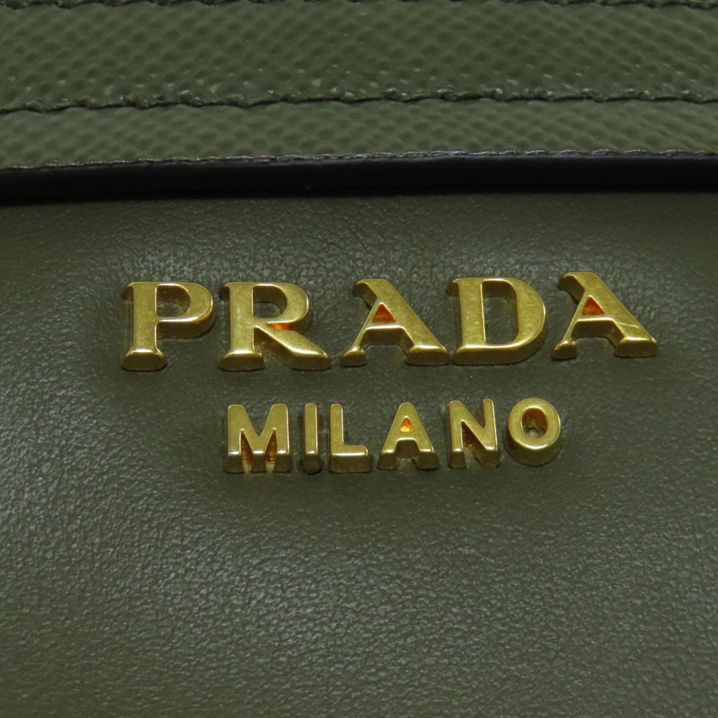 Prada Khaki Leather Shoulder Bag (Pre-Owned)