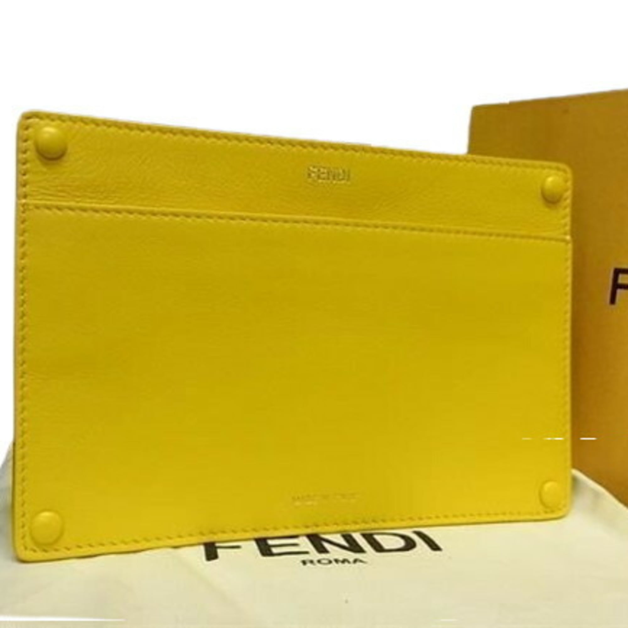 Fendi Yellow Leather Pouch (Pre-Owned)