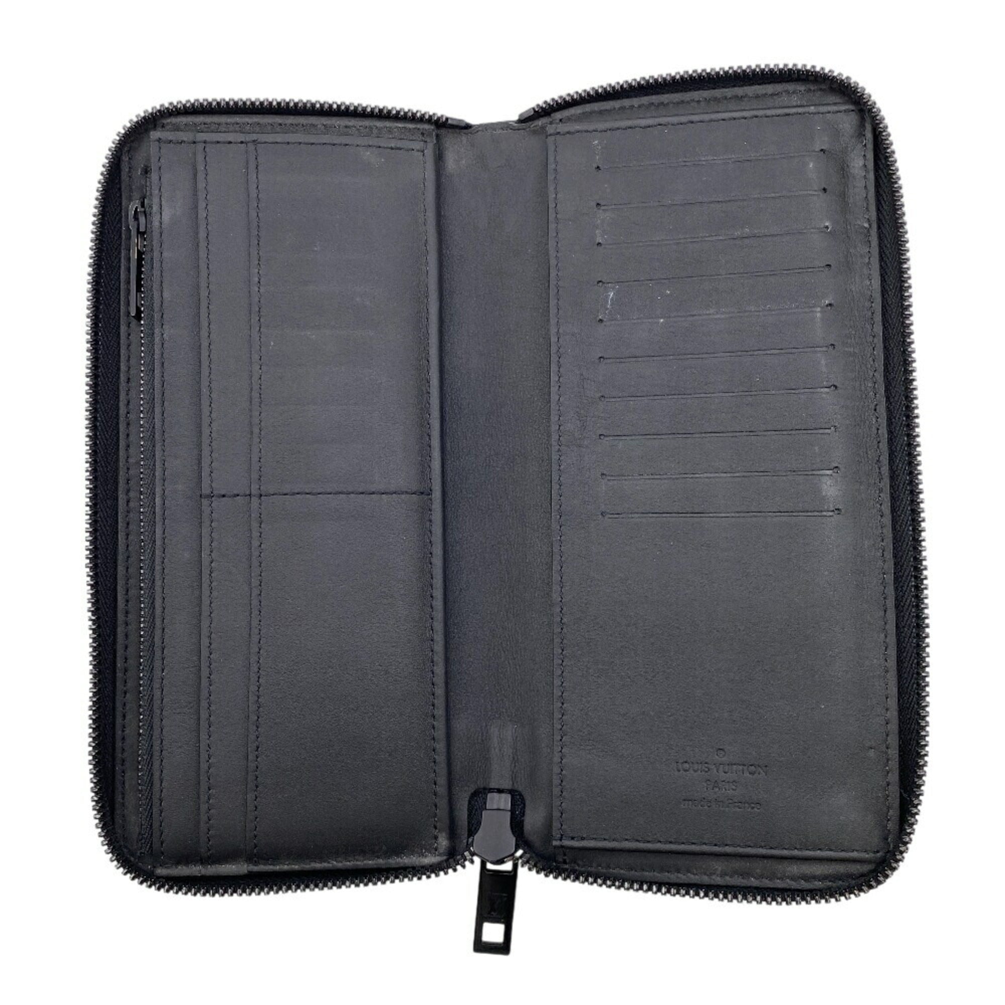 Louis Vuitton Black Leather Long Wallet (Bi-Fold) (Pre-Owned)