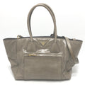 Prada Brown Leather Handbag Shoulder Bag Tote Bag (Pre-Owned)