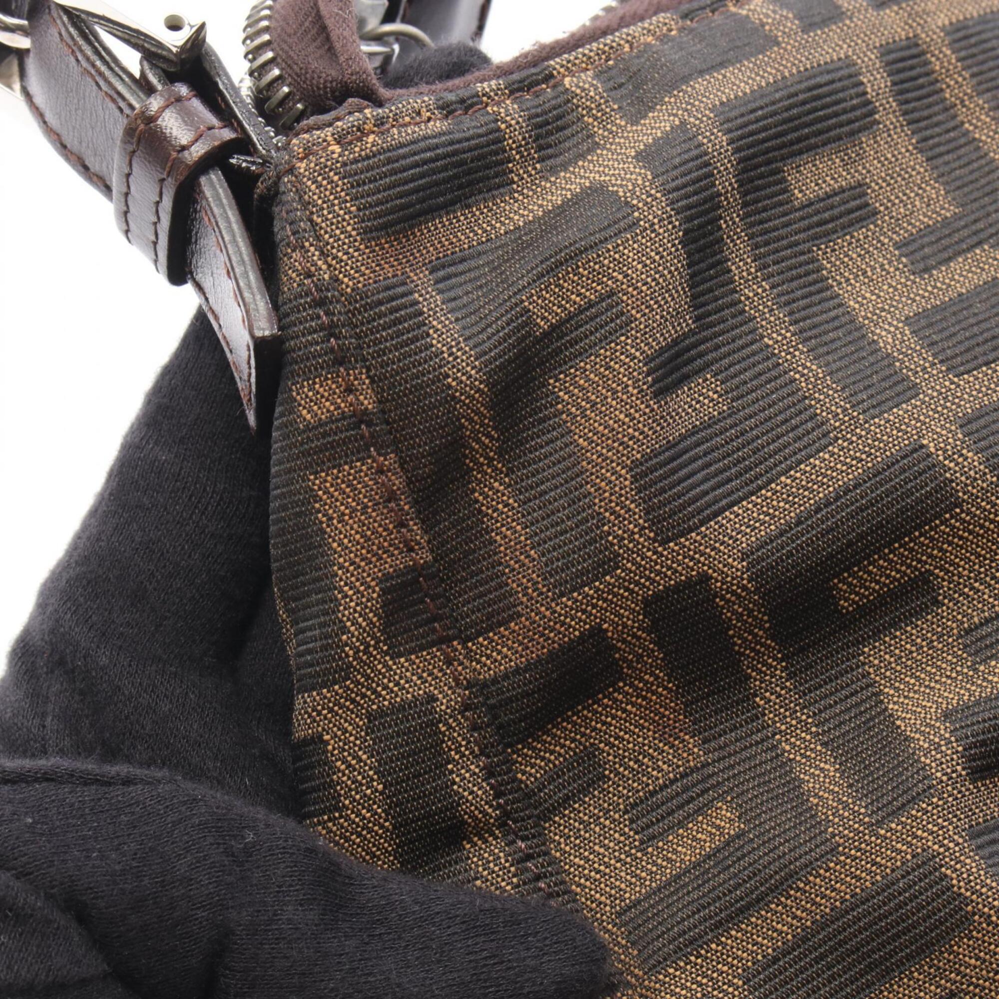 Fendi Brown Canvas Leather Handbag Shoulder Bag (Pre-Owned)