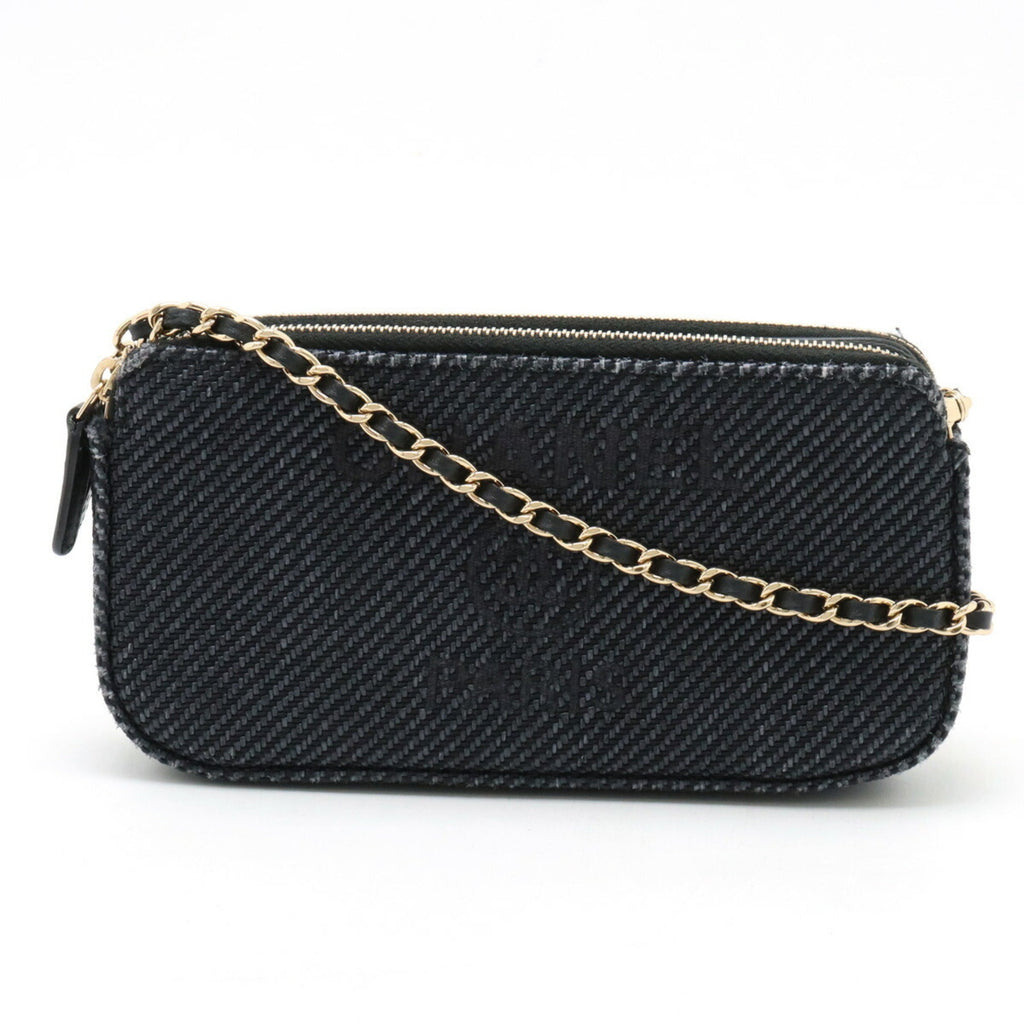 Chanel Navy Canvas Clutch Bag Shoulder Bag (Pre-Owned)